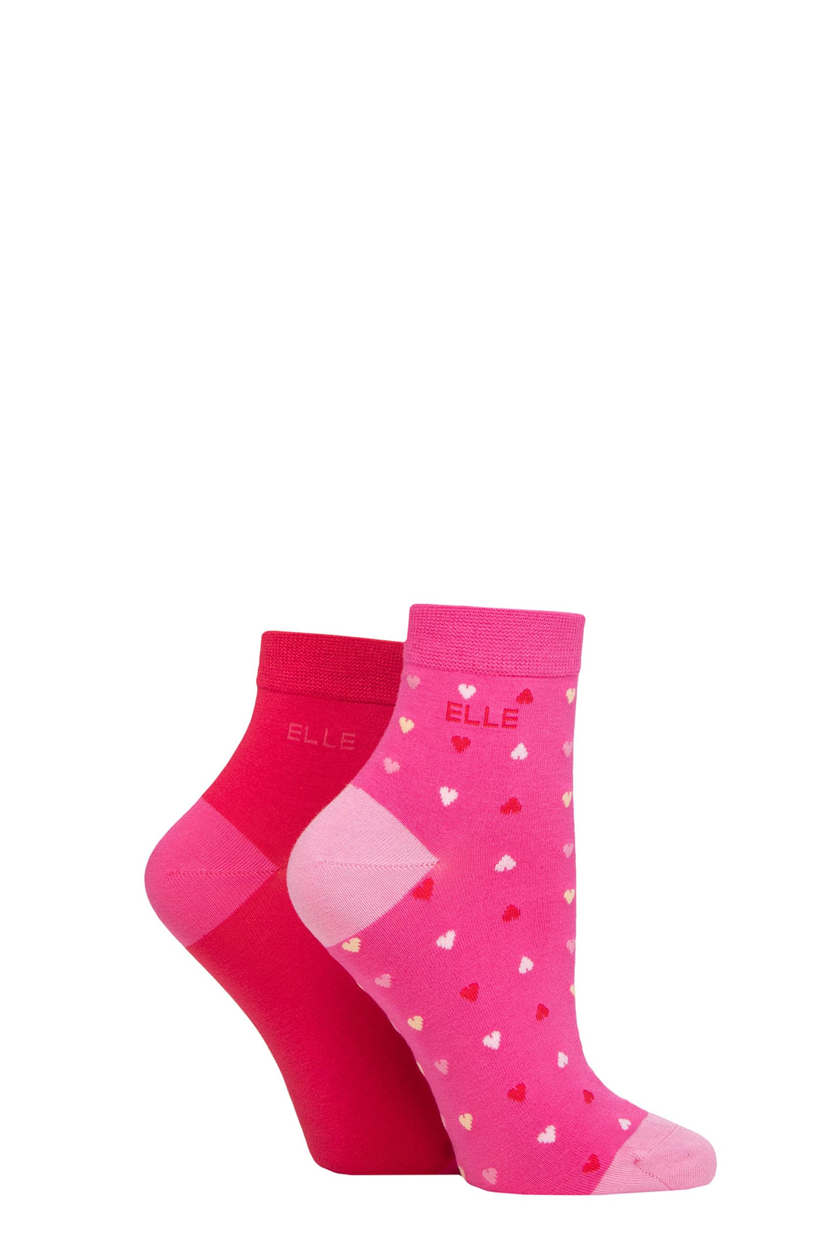 Elle Women's Cherry Fizz Hearts Bamboo Ankle Socks - Soft Breathable Cooling Material, Mixture Of Plains & Patterns, Fun,Colourful Multipack Of 2 Size 4-8 (Uk, Numeric, 4, 8, Regular, Regular, )