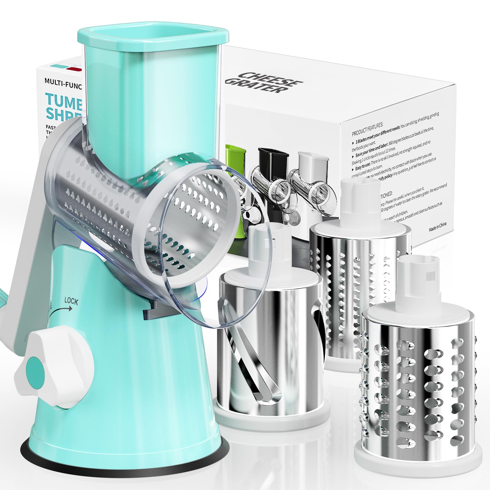 Nexsujo 3-Blade Rotary Cheese Grater