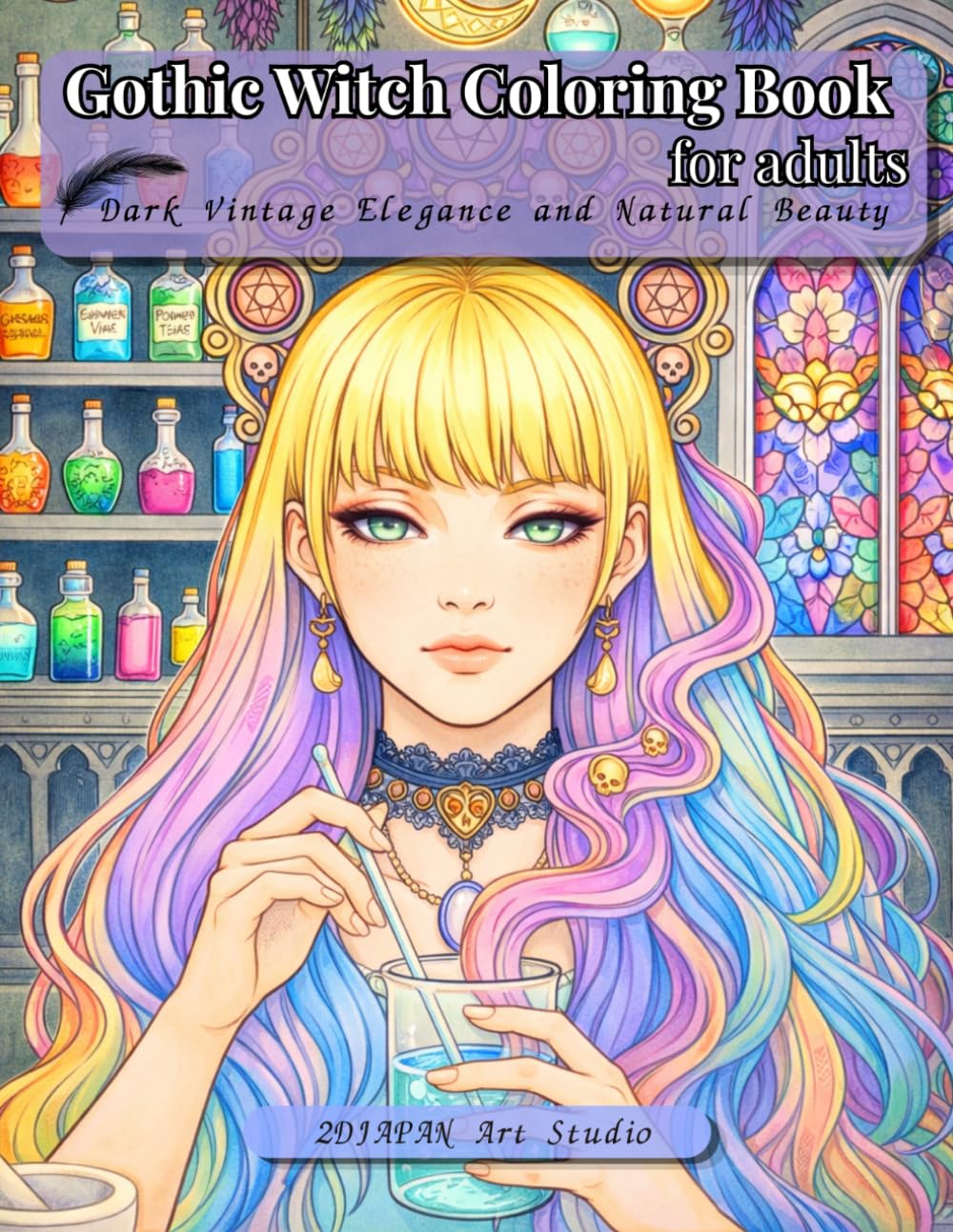 Gothic Witch Coloring Book for adults: Dark Vintage Elegance and Natural Beauty
