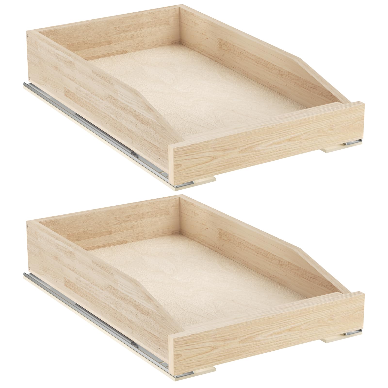 ROOMTEC Pull Out Cabinet Organizer with Soft Close, 13-1/2" W x 21" D, Pull Out Cabinet Drawer for Kitchen cabinets, Pull Out Cabinet Shelf, Finished, Bottom Assembly, 2PCS 13½” W X 3" H X 21” D 2PCS