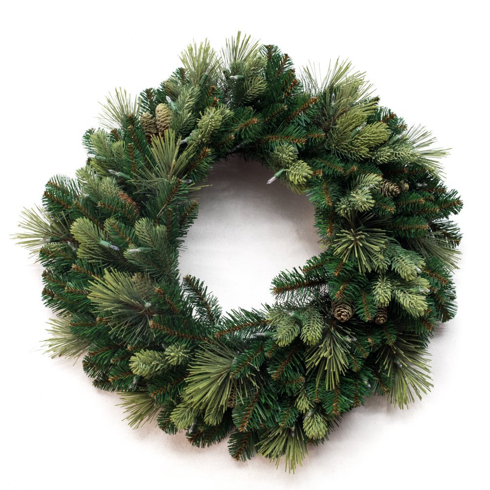 National Tree Company Artificial Christmas Wreath, Green, Carolina Pine, Decorated with Pine Cones, Christmas Collection, 30 Inches