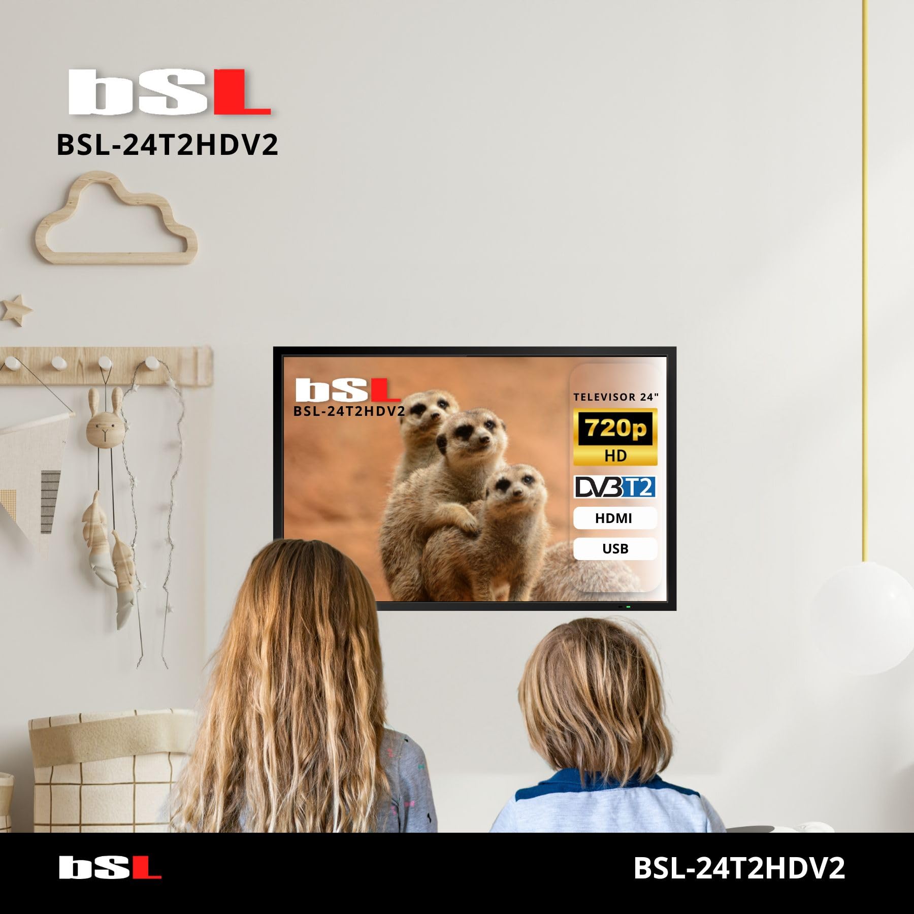 TV 24” BSL-24T2HDV2 TV LED HD 1366x768 | 60Hz | USB | DVBT2 HD H.265 | DVB-S2 | | HDMI