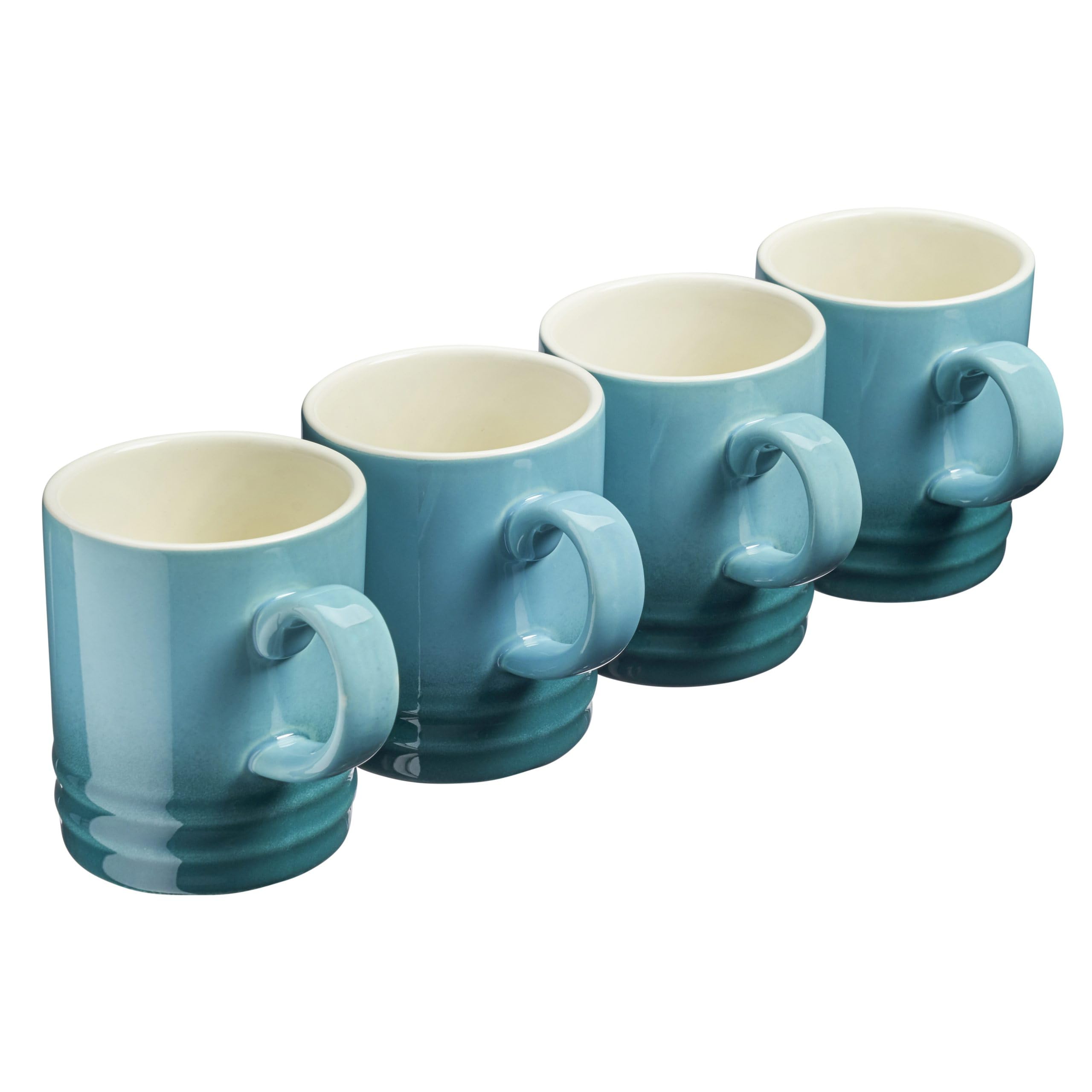 Cooks Professional 4 Piece Colourful Stoneware Mug Set | Tea Coffee Hot Chocolate Drinking Cups | Microwave Dishwasher Refrigerator Freezer Safe | 350ml Capacity | Teal