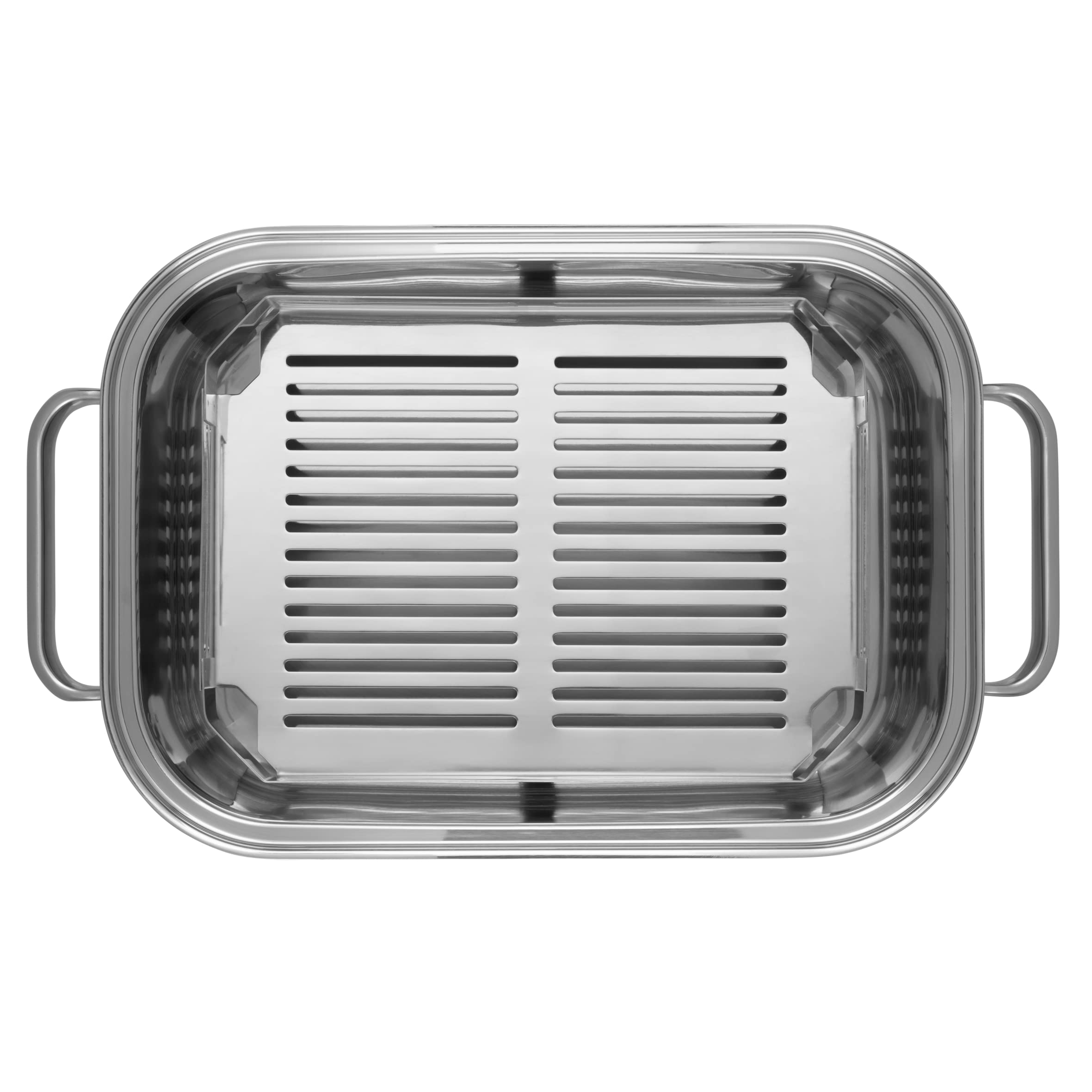 WMF Vitalis Aroma - Pentola a vapore, a induzione, 41 x 27 x 10 cm, teglia da 6,5 l, pinza da servizio, coperchio in vetro, bordo in silicone, termometro, casseruola in acciaio inox Cromargan non