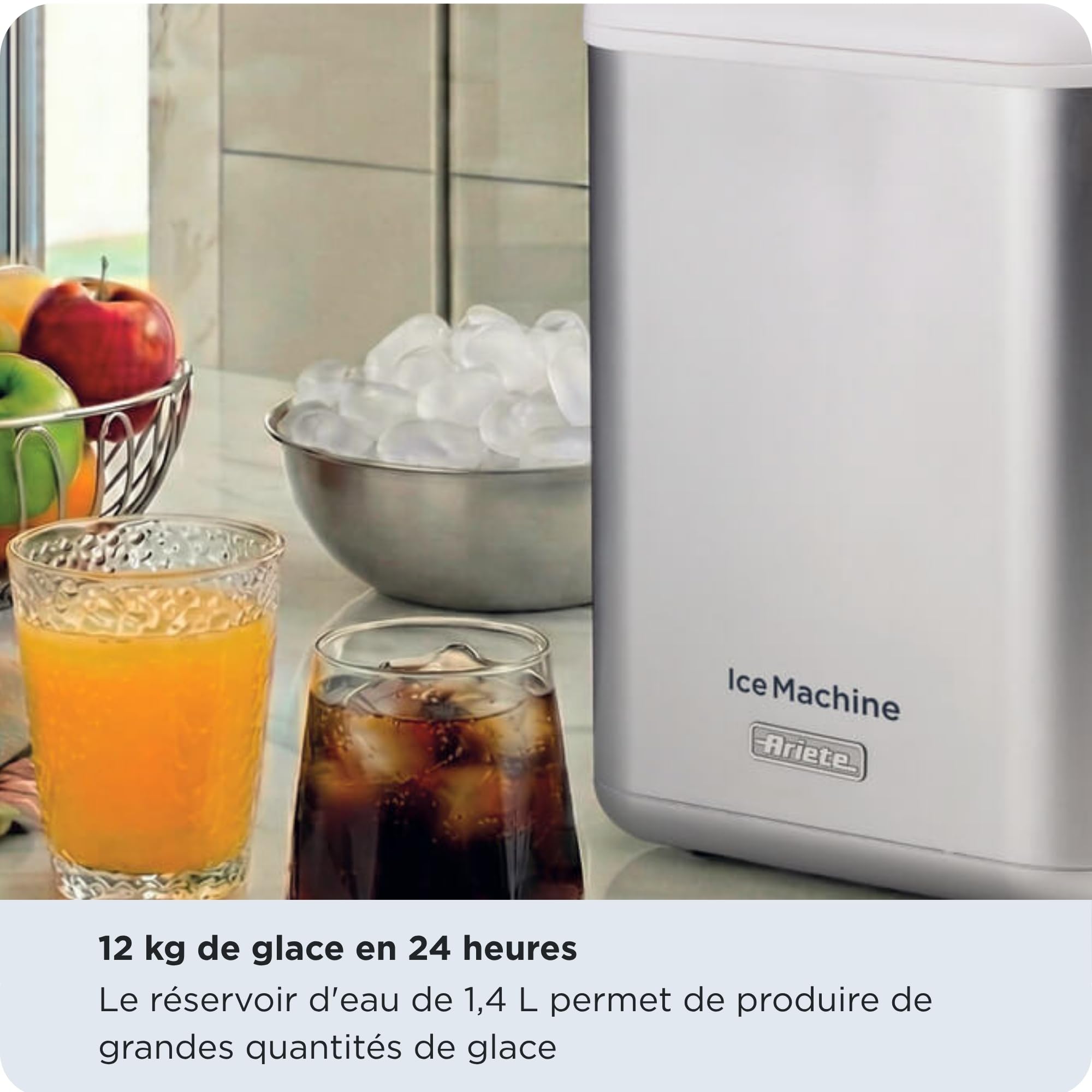 Ariete 651 Ice Machine, Macchine per fare il ghiaccio, 9 cubetti di ghiaccio in 6 minuti, 1,4L, Cubetti grandi e piccoli, Funzione autopulizia