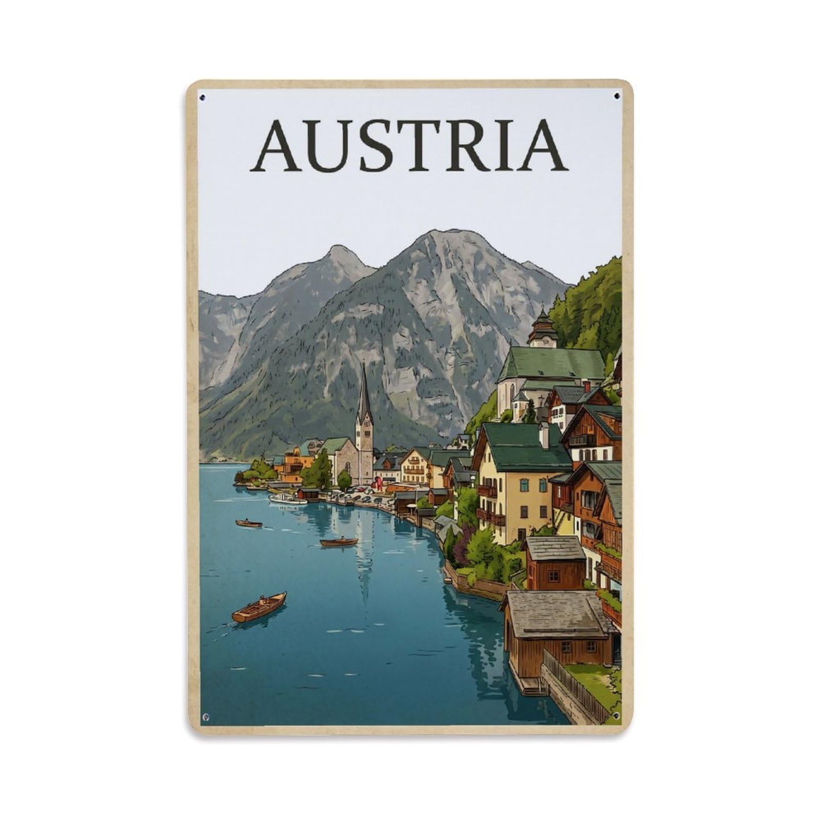 Gead 8X12inch Style Vintage Travel Austria Scenic View Metal Tin Sign