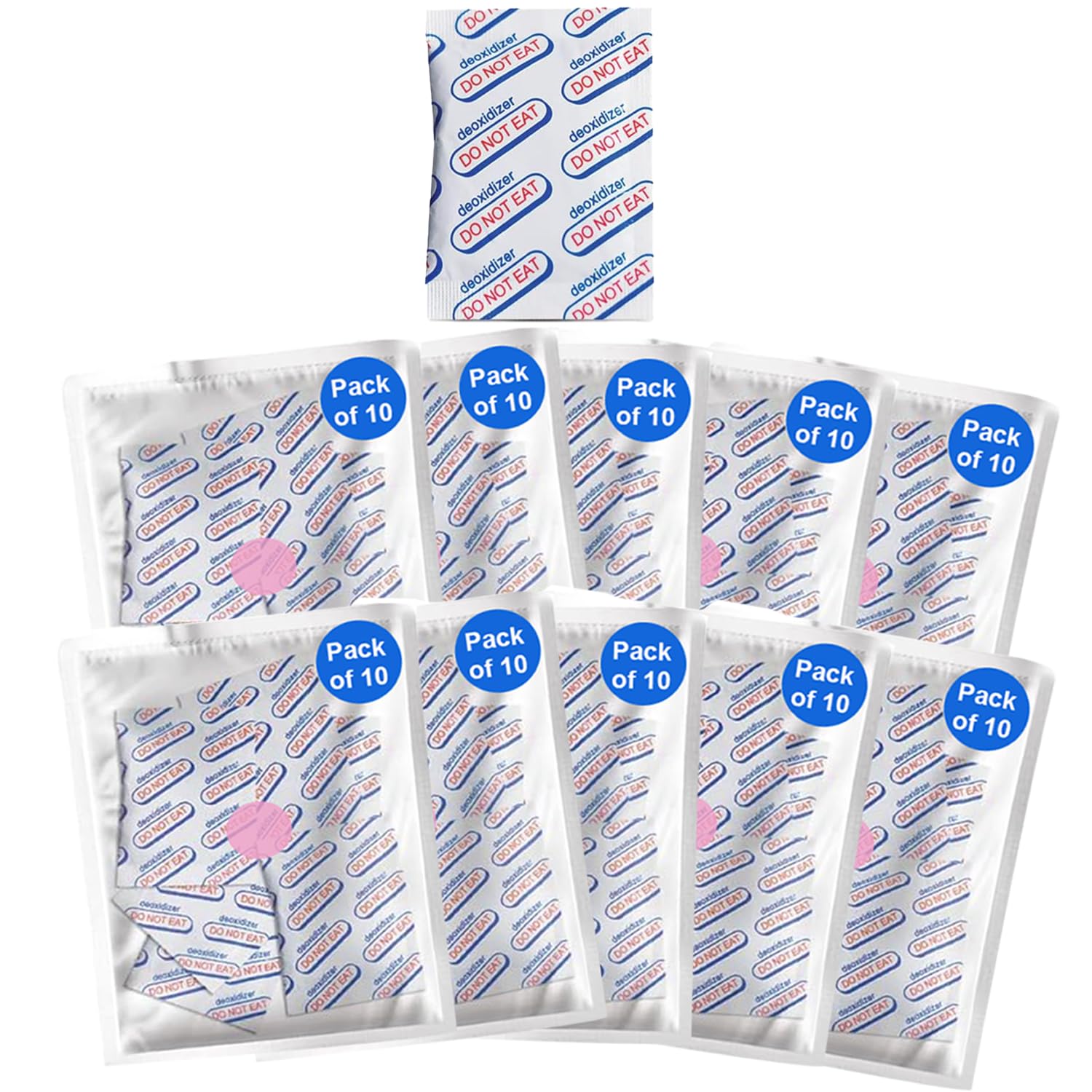 200cc Oxygen Absorbers, 100-Pack Food Grade Packets with Oxygen Indicator