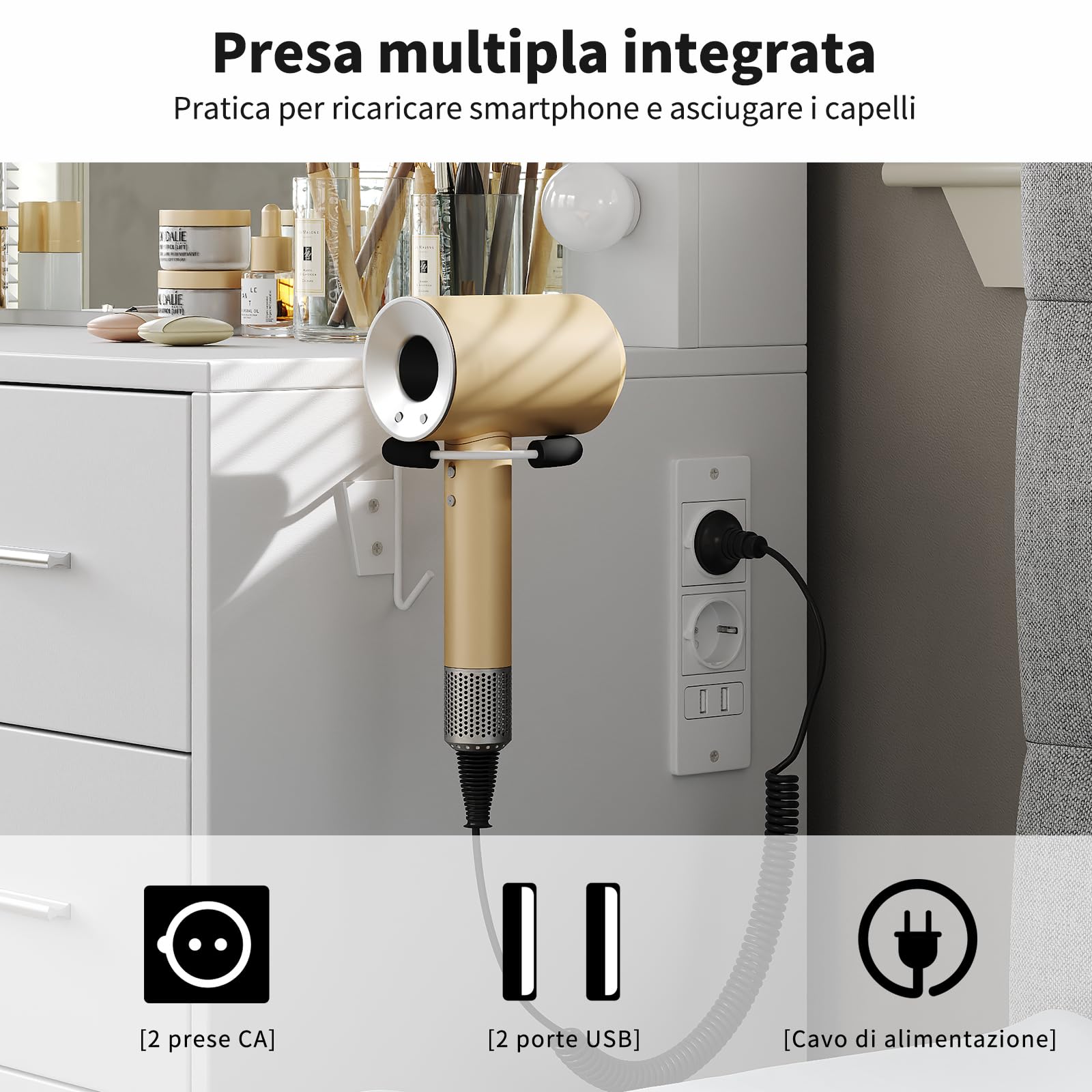 FUSOU Tavolo da toeletta con illuminazione, 94 cm, con specchio, 11 LED, 3 modalità di illuminazione, tavolo cosmetico con sedia per camera da letto, spogliatoio, studio, bianco
