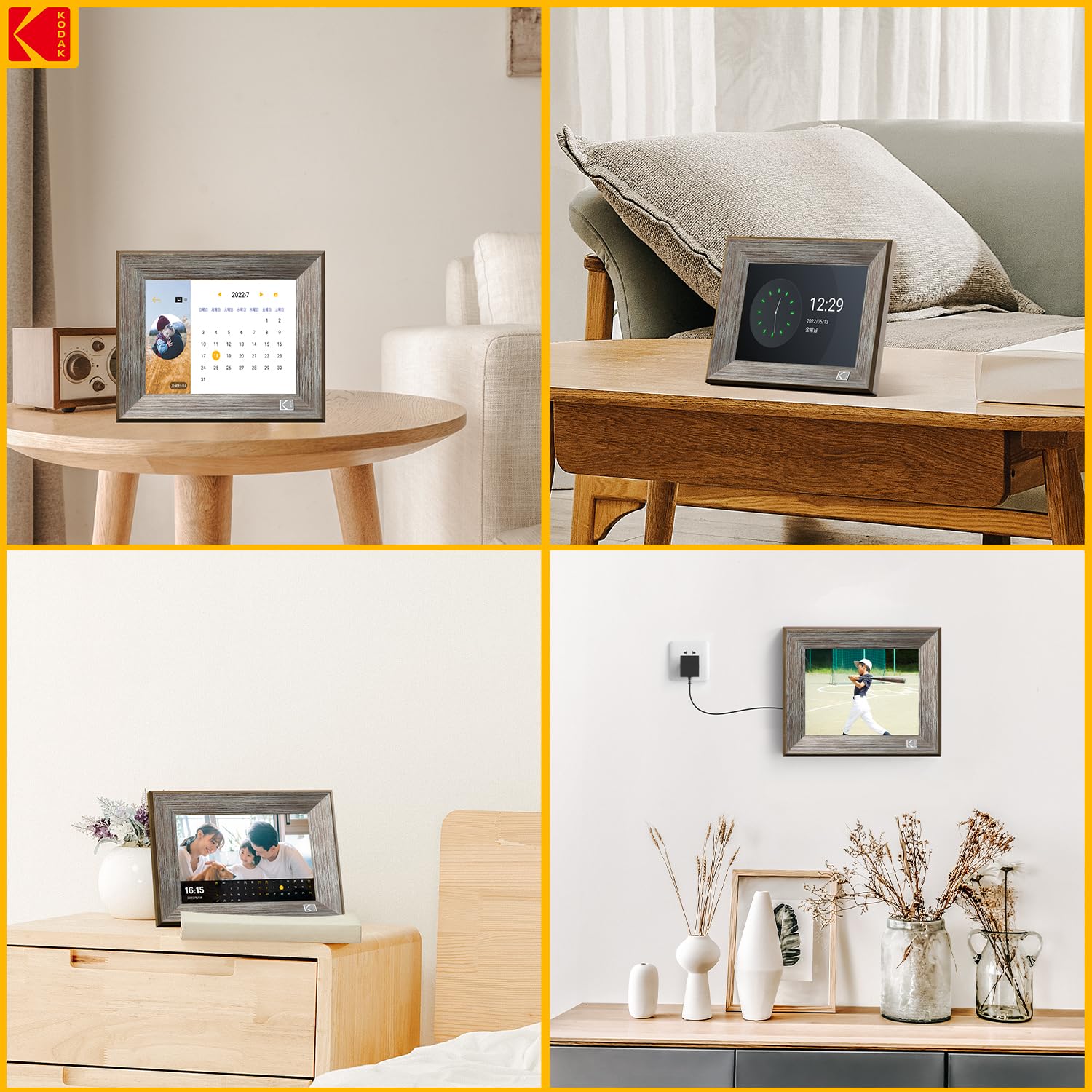 Amazon | KODAK 32GB WiFi デジタルフォトフレーム 8インチ 木製