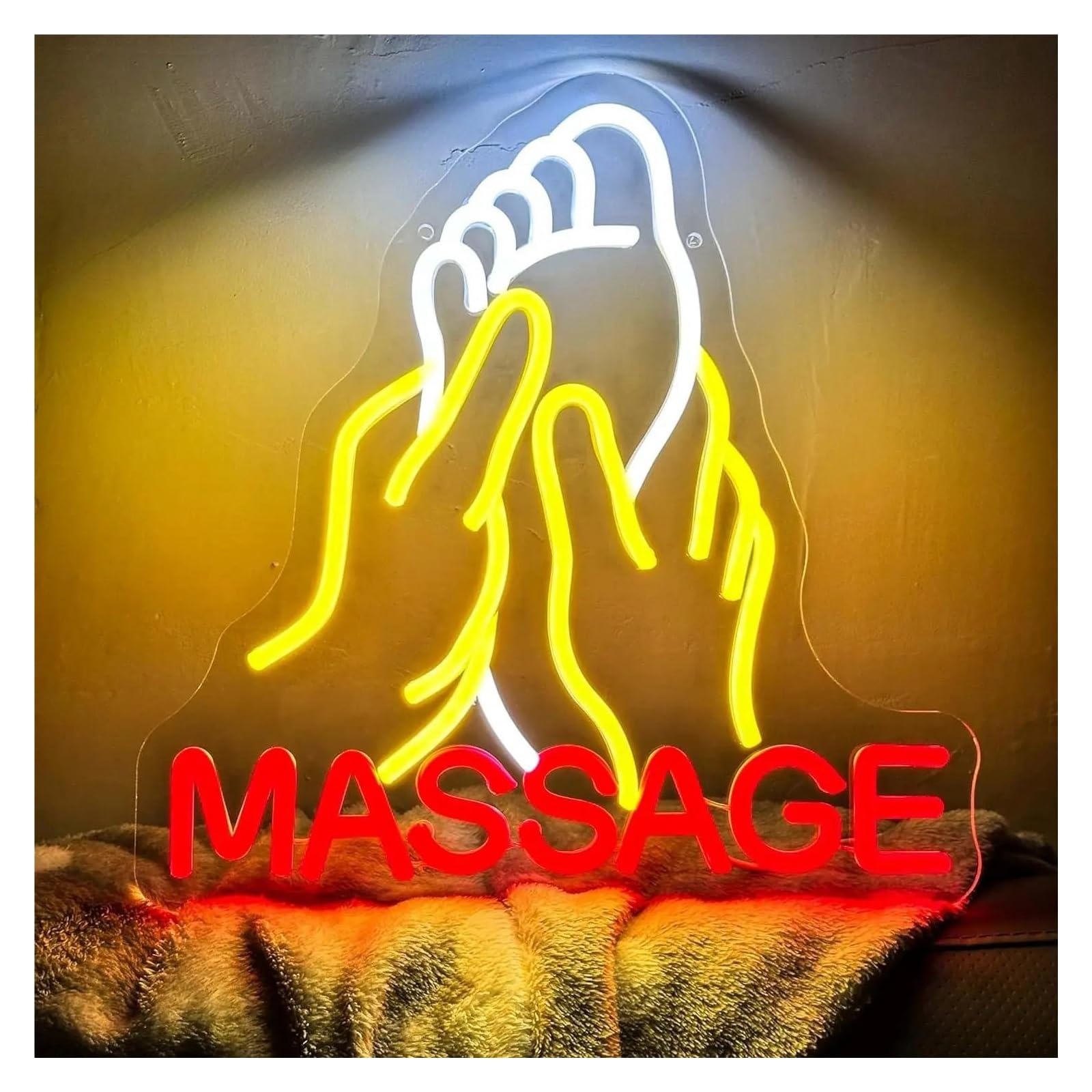 LEMST Signs Lamp Massage Neon Sign Light for Foot Relaxation Massage Room Spa Room Business Foot Bath Salon Health Center Wall Decor 34cmx34cm