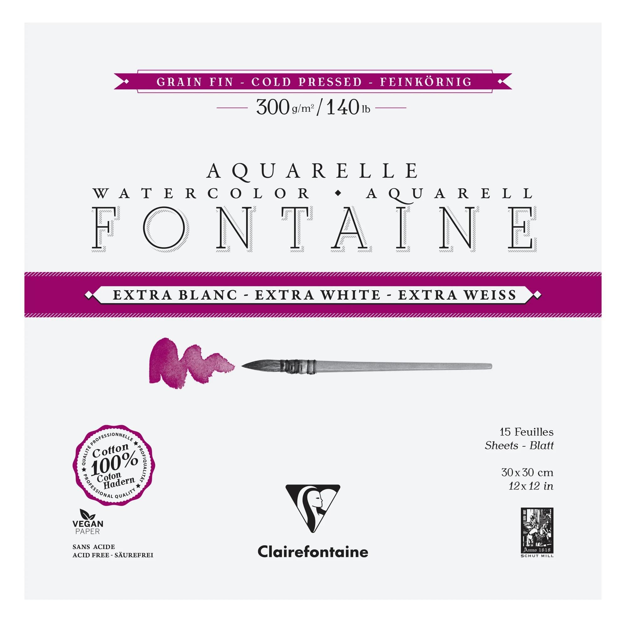 Clairefontaine 976046C blok do akwareli klejony z 4 30x30 cm 300 g 4 strony