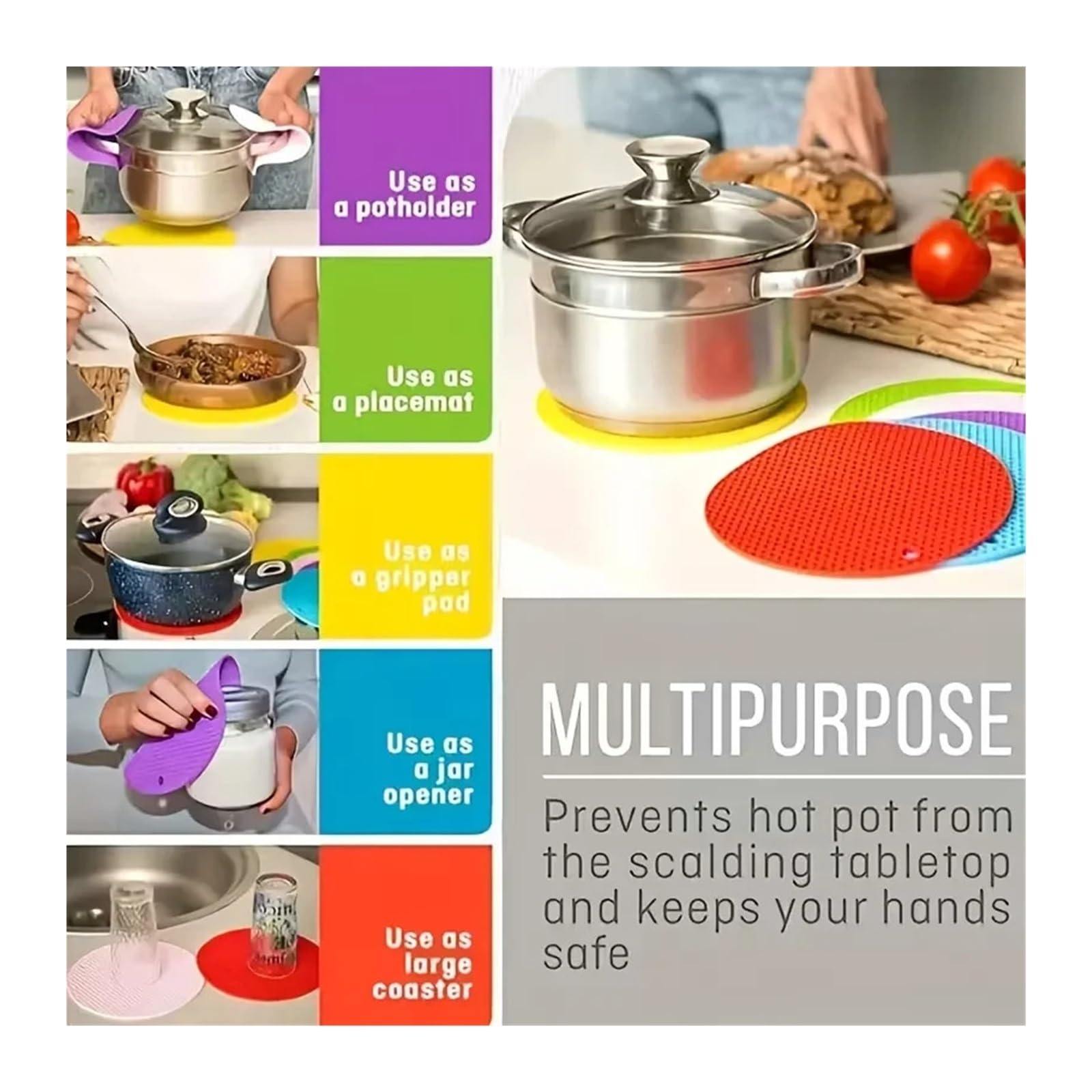 Sottopentola Da Cucina Rotondi 10 Pezzi/set, Tappetino Resistente Al Calore for La Protezione Del Tavolo Sotto Pentole E Stoviglie Calde Per Cucina