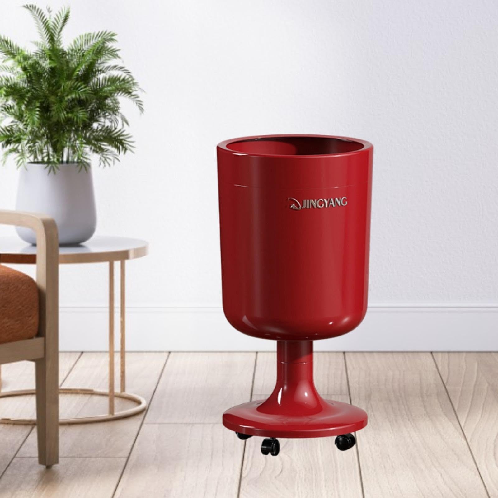 Cubo de Basura con Ruedas, Contenedor de Residuos, Cubo de Basura para Cocina, Baño Y Oficina, Rojo, Individual