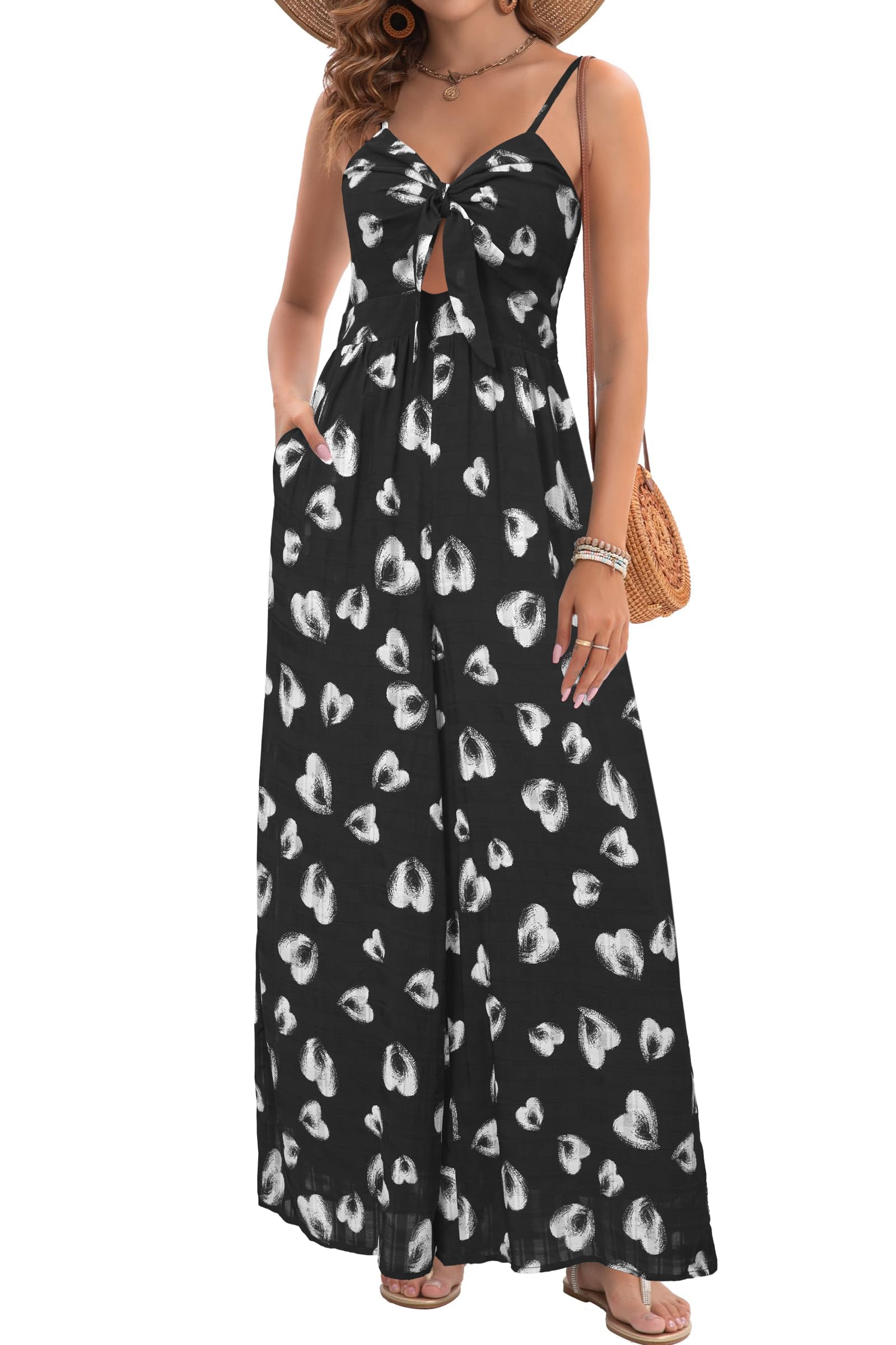 LAISHEN Damen Jumpsuit Combinaison pour femme, combishort à jambes larges, pantalon habillé