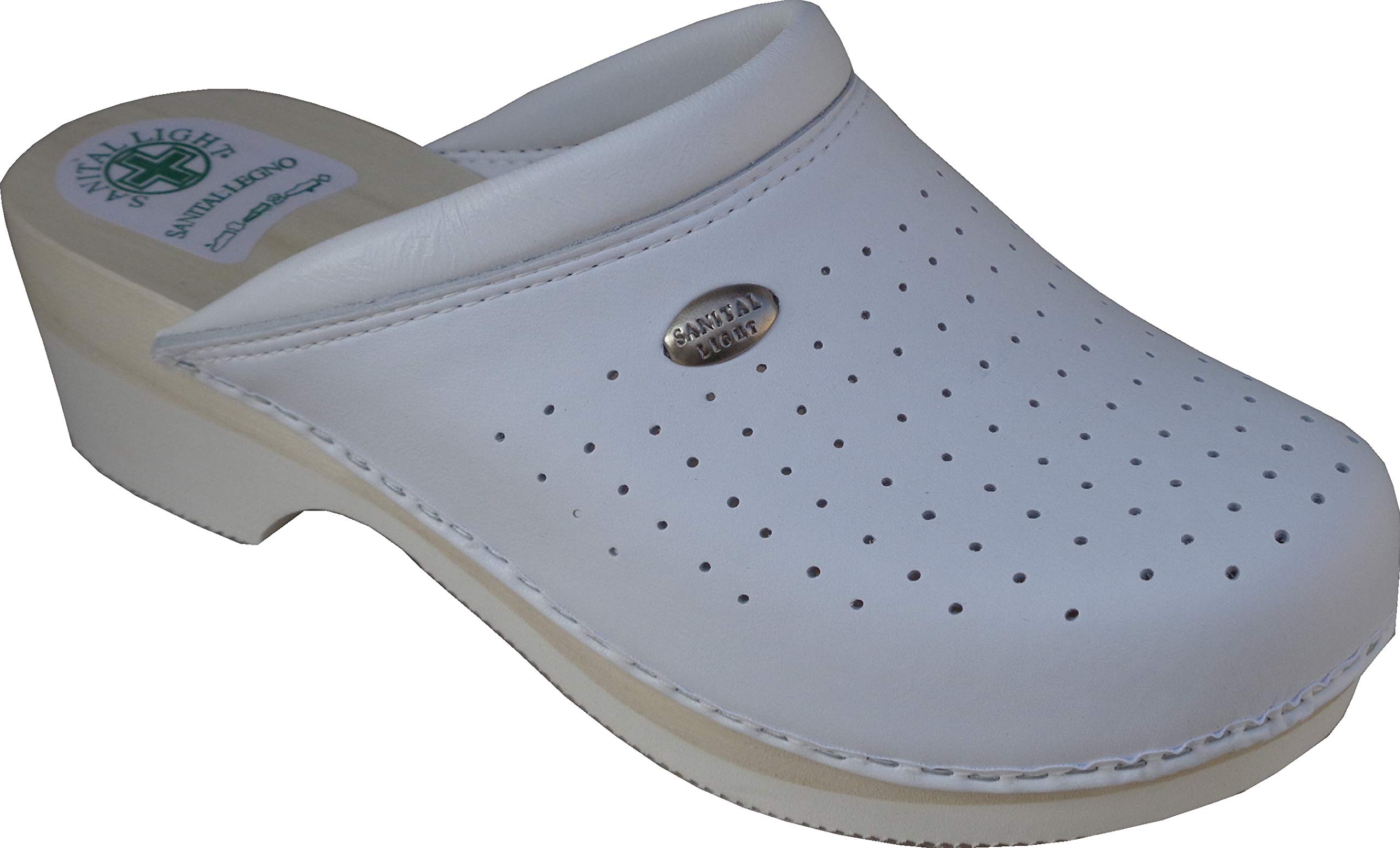 Sanital LightMen's Clog 2750 - Real Wood Footbed - Base in Slightly Striped Microporous - Leather Upper