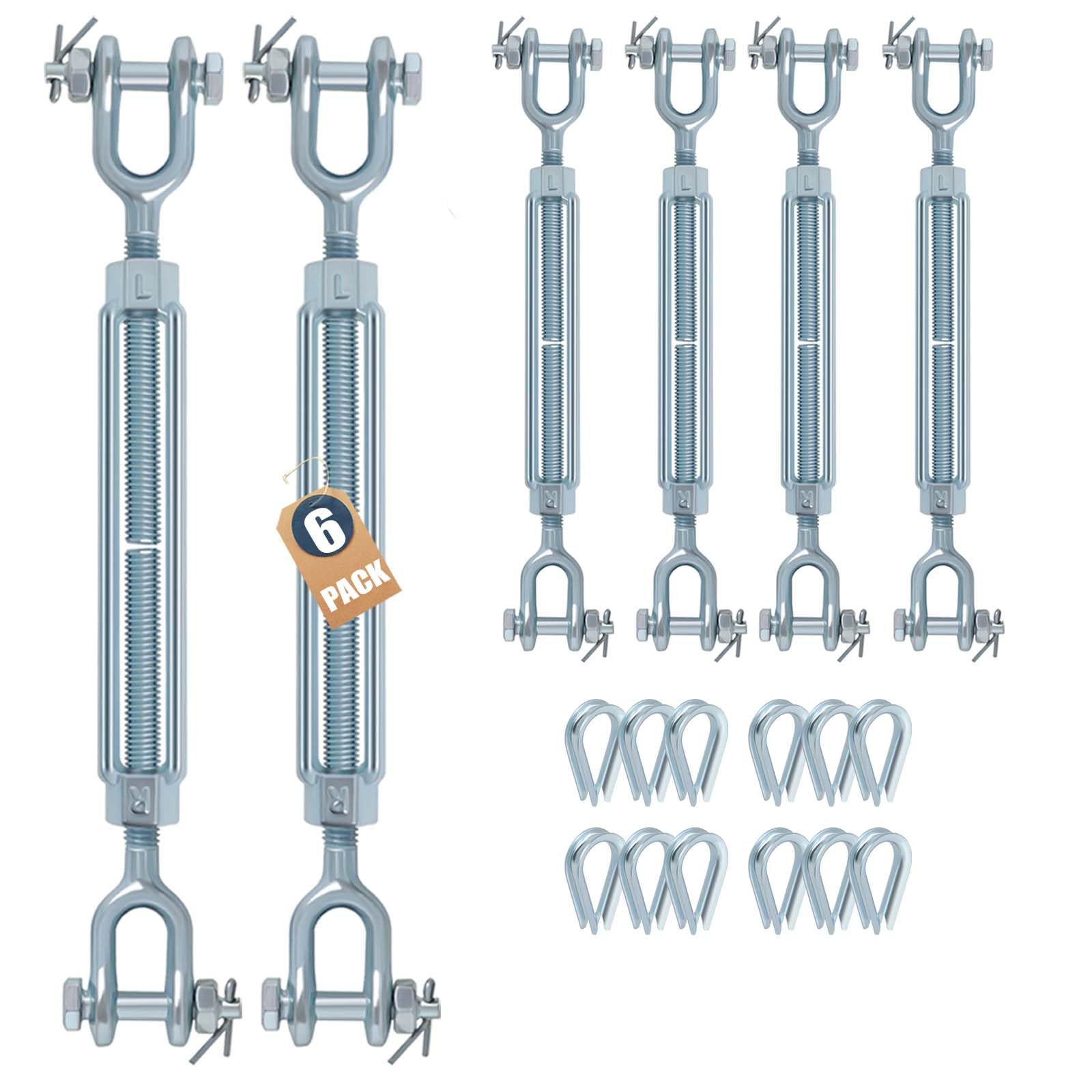 Turnbuckle Hook, 1/2 "M12 Hot Dipped Galvanized Steel Jaw and Jaw 2200