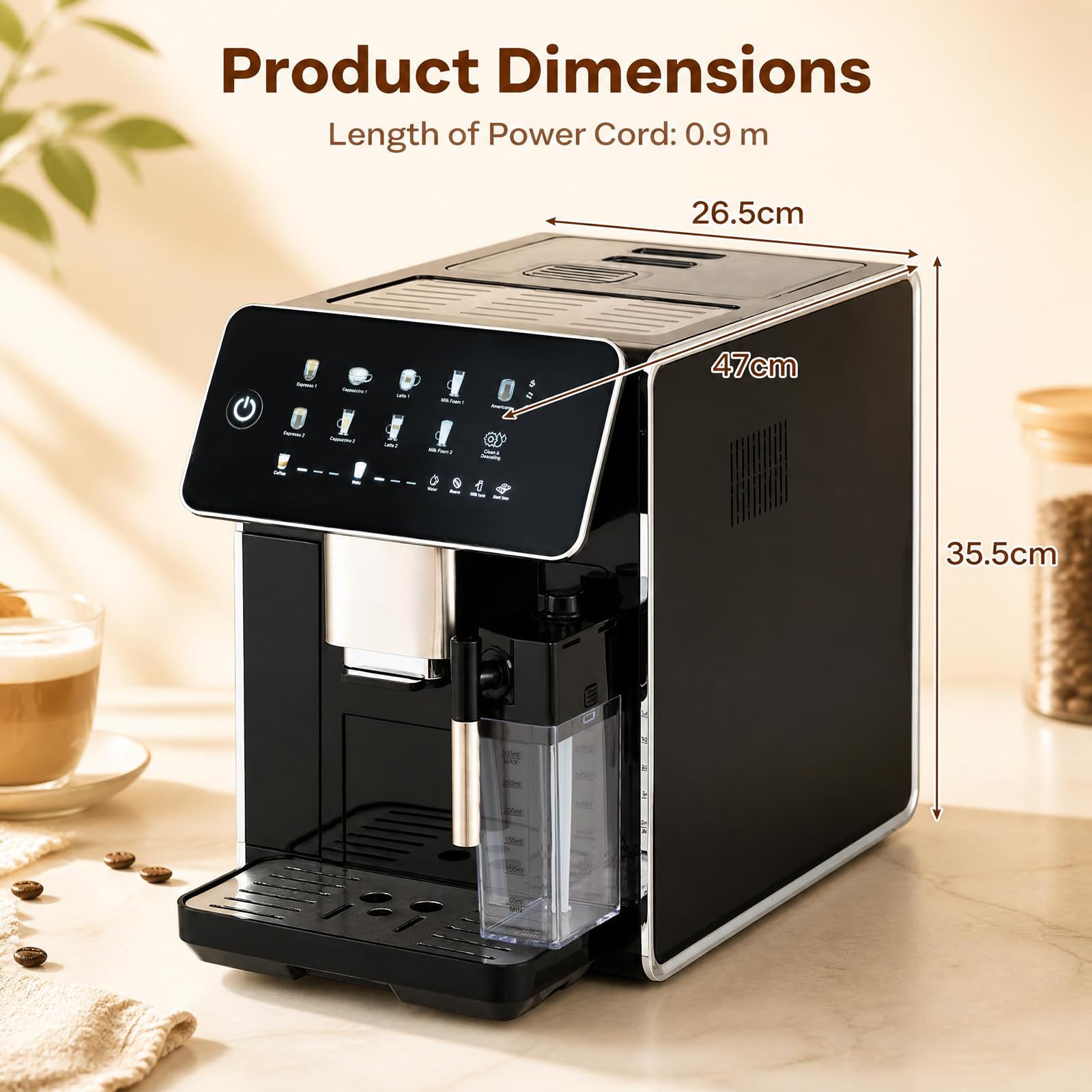 GIANTEX Machina Caffè Automatica e Professionale, 15 Bar, 2 Tazze