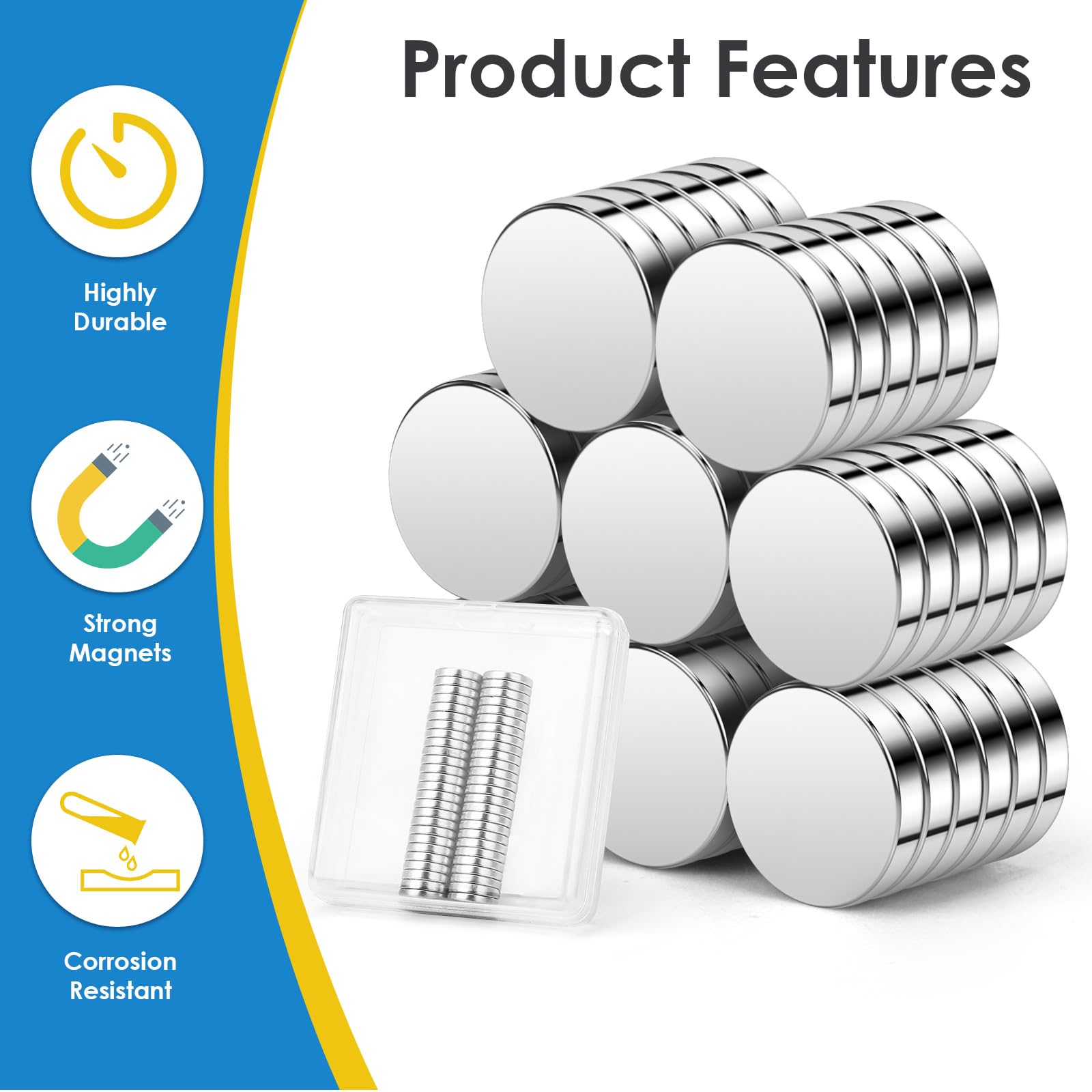 50 Magneti Al Neodimio 10x2mm - Piccoli Ma Potenti, Per Frigorifero, Lavagna, Fai Da Te - Foto 2