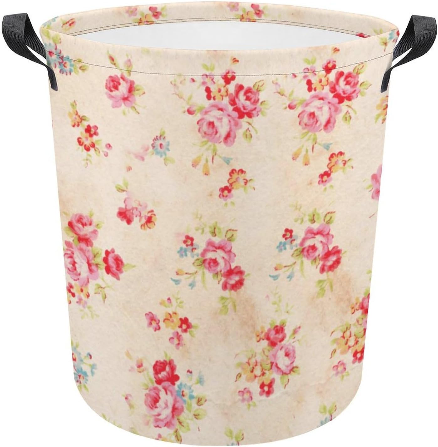 CurdesiLarge Laundry Basket Vintage Shabby Chic Girly Roses Laundry Hamper Collapsible Washing Bin for Bathroom College Dorm Essentials Storage