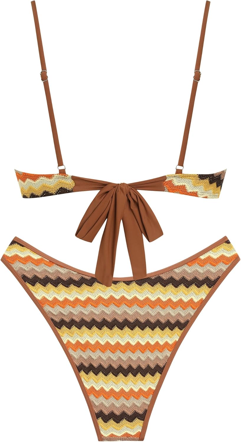 ZAFUL Women High Cut Bikini Sets String Sexy Swimsuit Two Piece Underwire Bathing Suit Brazilian Cheeky Cut Out Cute Swimwear - Image 4