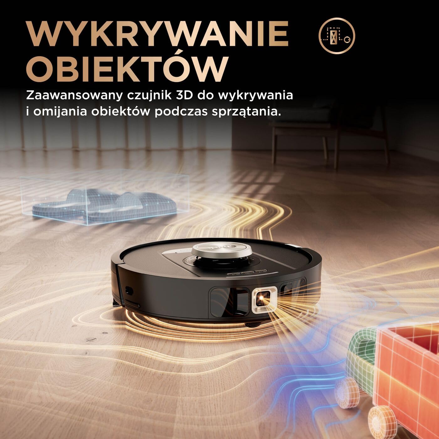 Shark PowerDetect Robot odkurzająco-mopujący 2 w 1, automatyczne opróżnianie, napełnianie i czyszczenie NeverTouch Pro (60 dni), 3D i LiDAR, NeverStuck, WiFi/aplikacja, czarny, RV2800ZEEU