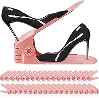 Vista 9 de Organizador de ranuras para zapatos, paquete de 20, apiladores de zapatos, ahorro de espacio del 50%, 4 niveles ajustables, soportes de doble capa