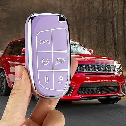 Miniatura 5 de Yuebutor Key Fob Cover Case Compatible with Jeep Grand Cherokee Compass Cherokee Renegade Shell