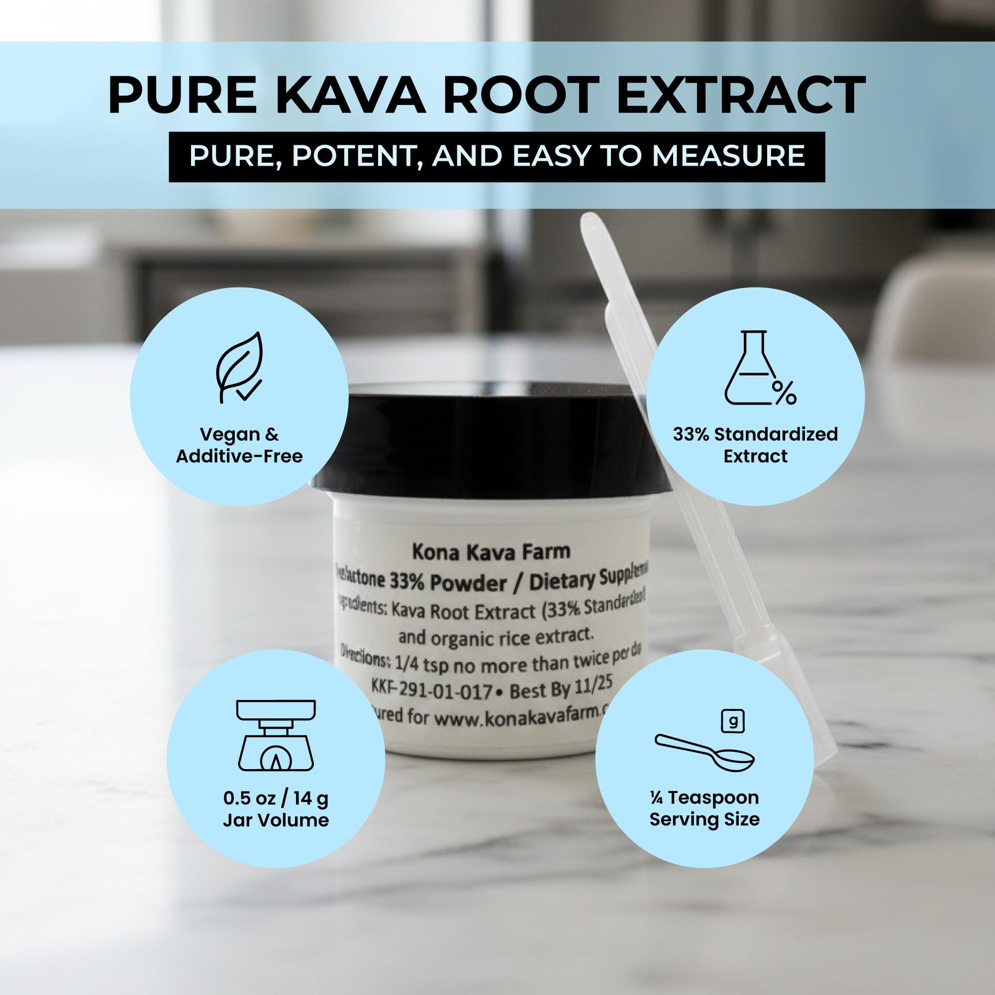 33% Kavalactone Extract Powder (0.5 oz) - Ultra-Potent Noble Kava Root - Supercritical CO2 Cold Extraction - Fast-Acting Liquid-Free Formula - Vegan, Non-GMO & Easy to Mix — Amazon image 5