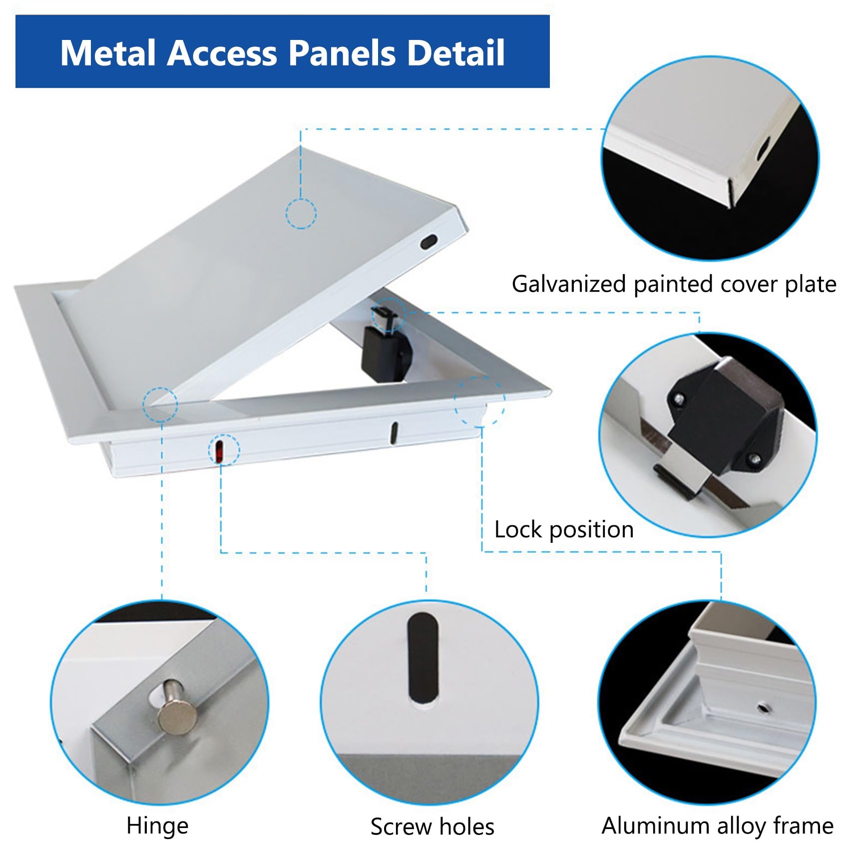 Botola di Accesso al Soffitto Bianca, Piastra per Fori in Cartongesso | Sportello Ispezione Sportello di Accesso Idraulico per Doccia, Idrorepellente, Apertura a Pressione(80x65cm/31x26in)