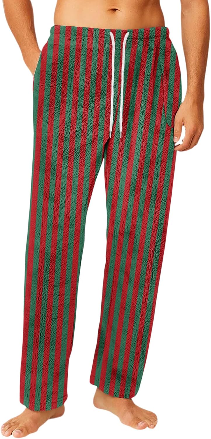 WENKOMG1 Plaid Pajama Pants, Flannel Sleep Lounge Bottoms Soft Comfy Pj Pant Sleepwear Pajamas for Couples Mens Pants Clothes Pijamas Familiares (M, Dark green)