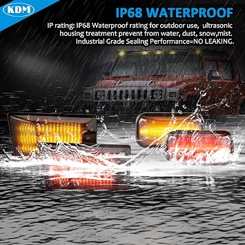 KDM Smoked Lens Full Led Cab Roof Top Marker Lights assembly Fit for 2003-2009 Hummer H2 SUT Pick up Truck,Mounted Running Clearance Lamp Front Amber & Rear Red,10Pcs Pack