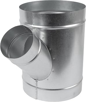 45 Degree 8 x 8 x 4 Inch Wye-Shape Duct Splitter - Metal 3 Way Fitting Adapter - Galvanized Steel - Spiral Duct Hose Dryer Connector - for Home or Industrial HVAC Ventilation - Branch 4 Inch