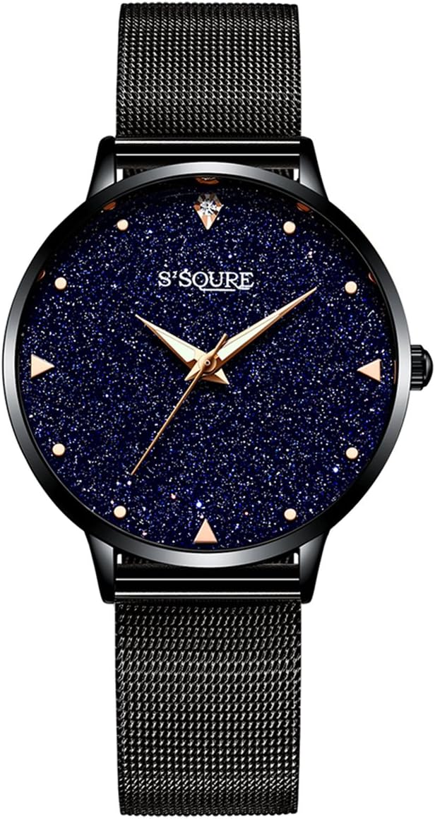 Alienwork IK Shine Armbanduhr Damen echtes Marmor Zifferblatt Mesh-Armband Alienwork IK Shine Armbanduhr Damen echtes Marmor Zifferblatt Mesh-Armband