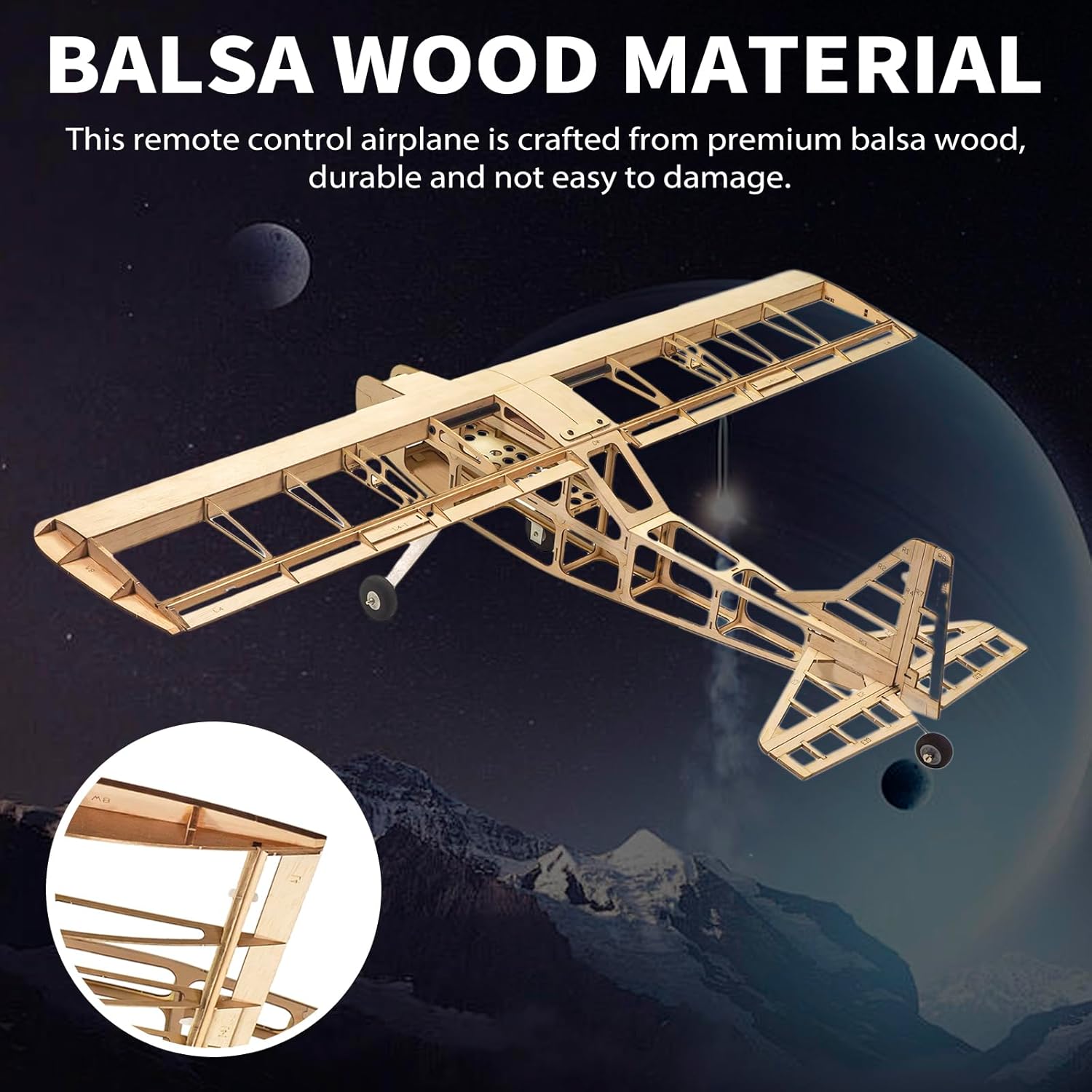 Gertutik view of the balsa wood construction of the T05 Vogee-08 RC Aeroplane.