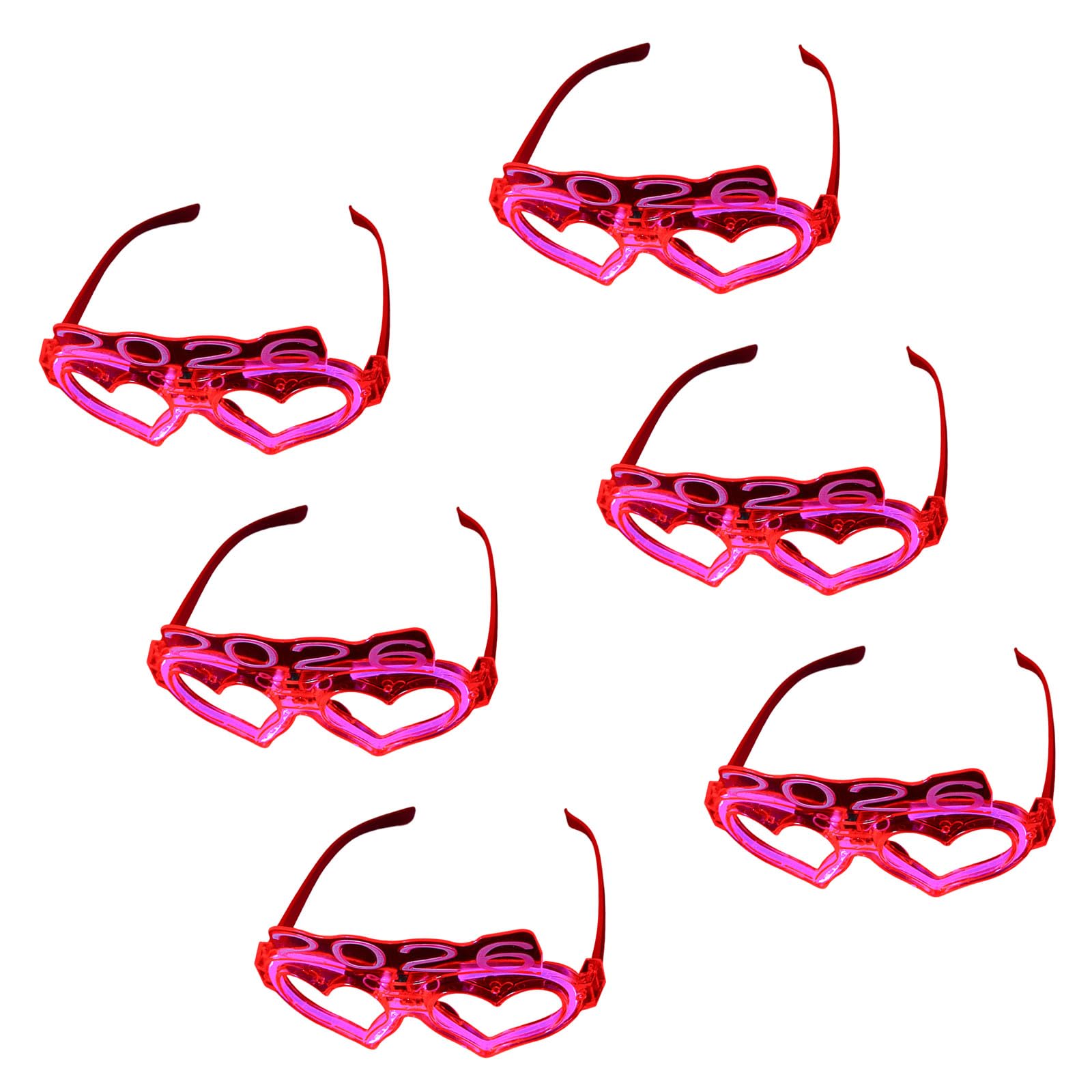 Buxuaaaa B Uxuaaaa 6Pieces Heart Shapeds Led Glasses Night Parties Multiple Color Light Up Accessories Comfort Wear Materials Glowinging Flashes Glasses Concerts