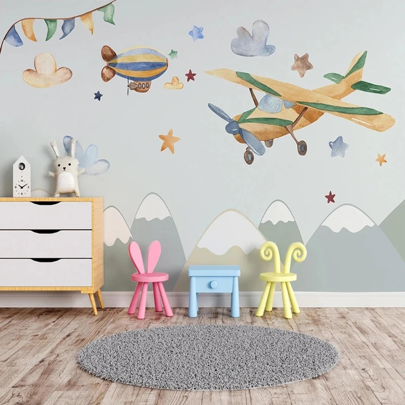 Papier peint adhésif montgolfière 3D pour relooker un mur sans colle ni travaux complexes