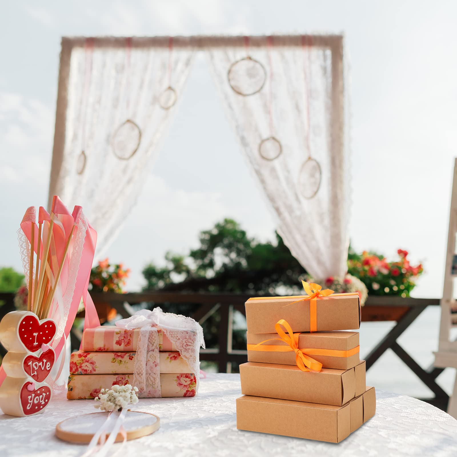 Sabary 50 Stück kleine Geschenkboxen aus Kraftpapier, 5.1x5.1x17.8 cm, rechteckig, braune Kraftboxen, kleine Kartonboxen für Versand, Verpackung, Partygeschenke, einfach zu montieren