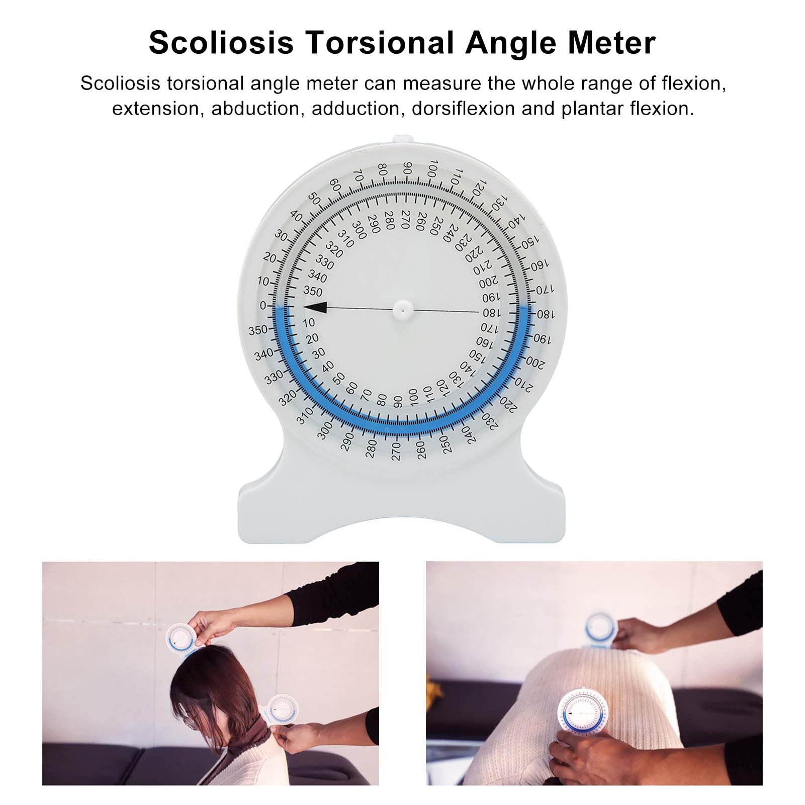 Goniomètre 360 ​​degrés, Inclinomètre pour la Mesure de la Plage de Mouvement Articulaire, Mesure Précise de L'angle de Torsion de la Colonne Vertébrale de la Scoliose Idéal pour la Salle de Classe ou