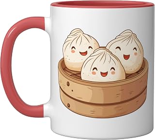 Har Gow Cartoon Ceramic Mug, Red/White
