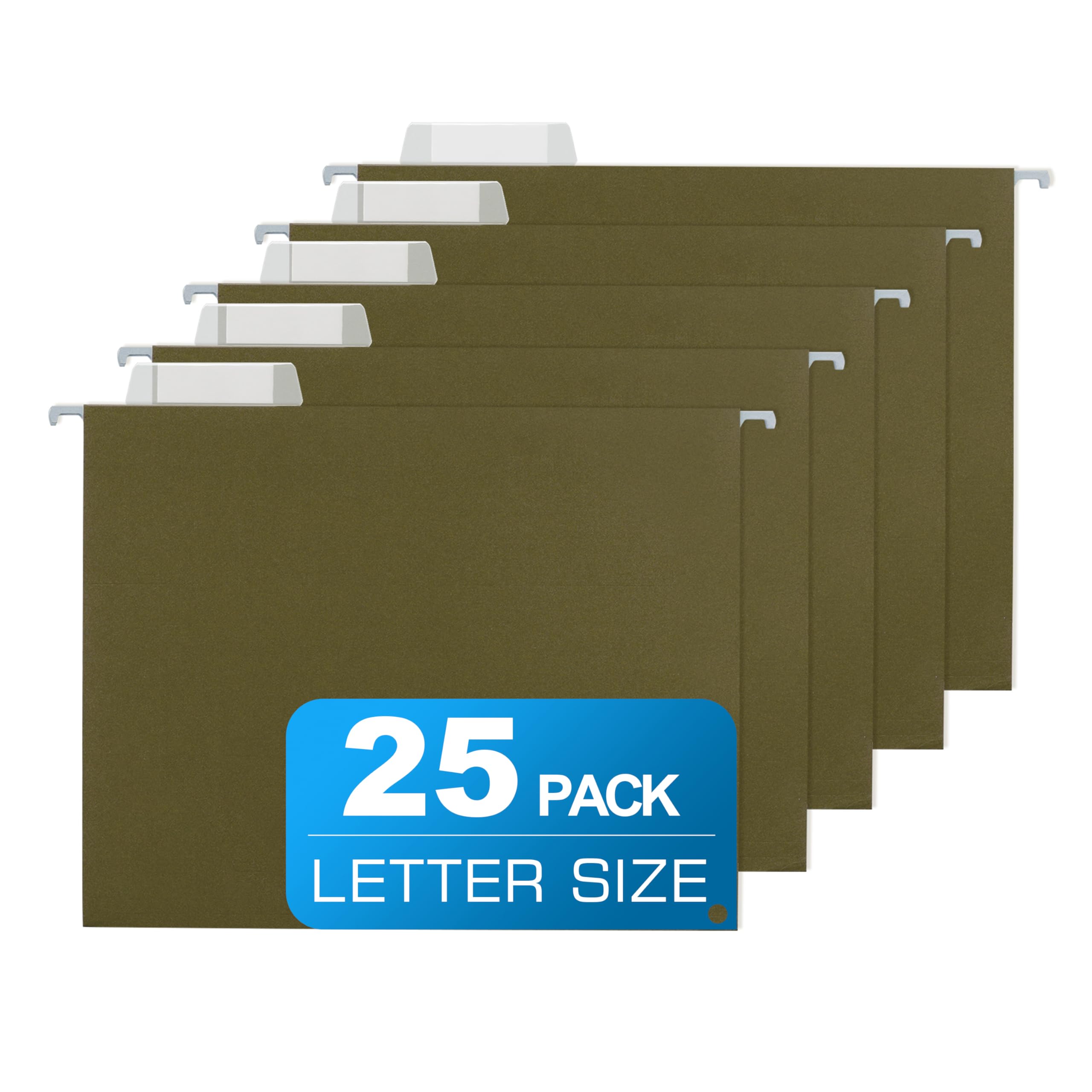 25 Packs Hanging File Folders Dark Green,Letter Size 8.5x11,Hanging File Folders with 1/5-cut Tabs,File Folders for Filing Cabinet with Tabs,Designed
