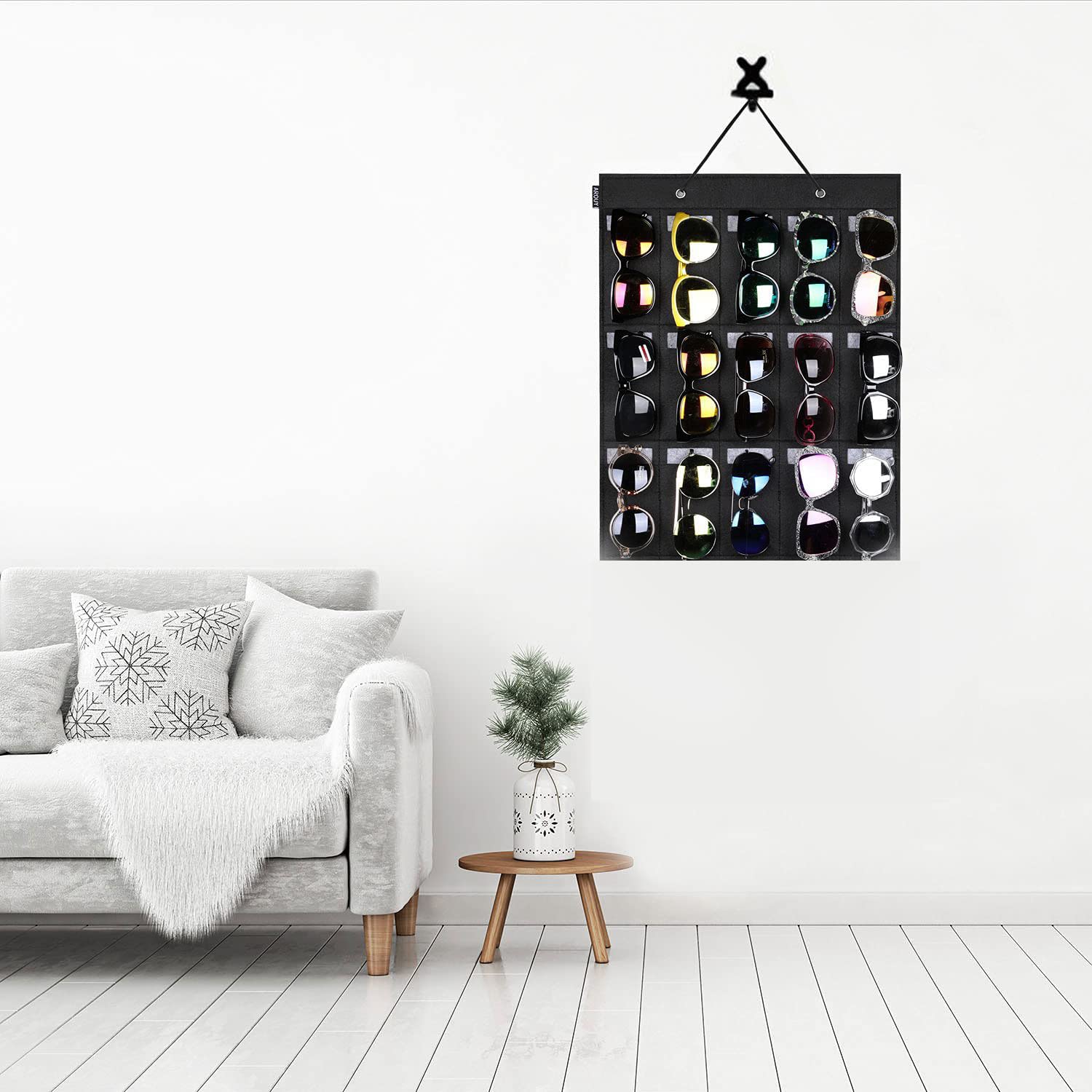 Porta Occhiali Da Sole A Parete - 15 Tasche In Feltro, Organizer Per Occhiali Da Vista E Sole - Foto 11