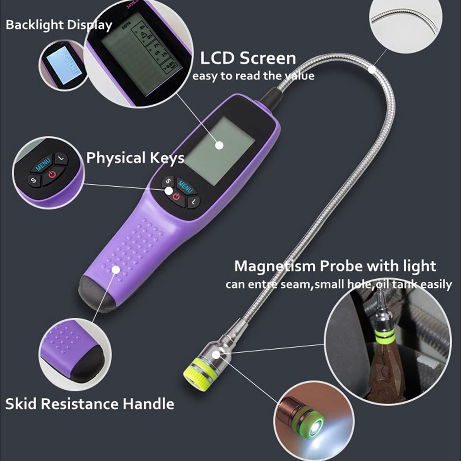 Tester Liquido Freni con Display LED, Strumento Diagnostico Olio Portatile per DOT3 DOT4 DOT5, Misurazioni Accurate e Facile Utilizzo