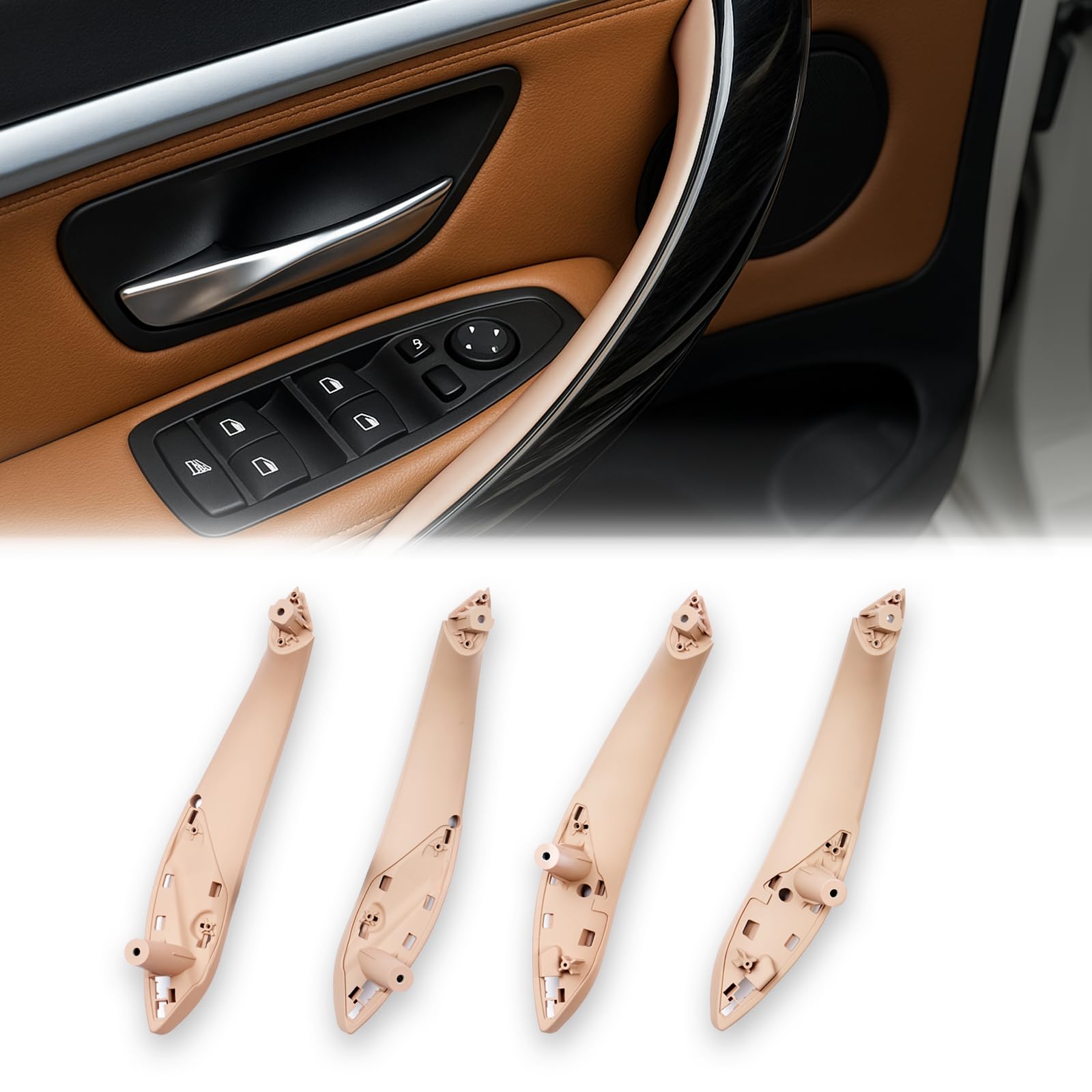 4PCS Door Handles Replacement for BMW 3 Series F30 4 Series F32 F80 F82 Inner Door Pull Strap Armrest Bracket Handle Kit Interior Trim for BMW 2013-