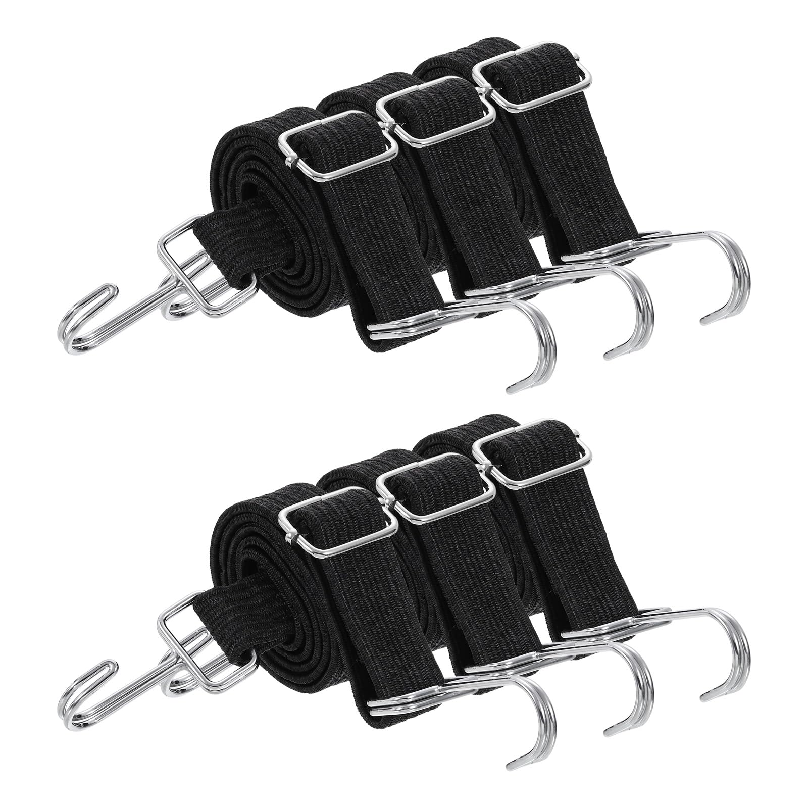 uxcell 6Pcs Adjustable Bungee Cords with Hooks, 39 Inch Flat Heavy Duty Elasticity Straps Rubber Bungee Cords with Buckle for Outdoor, Camping, Tarp, Bike Rack, Luggage, Black