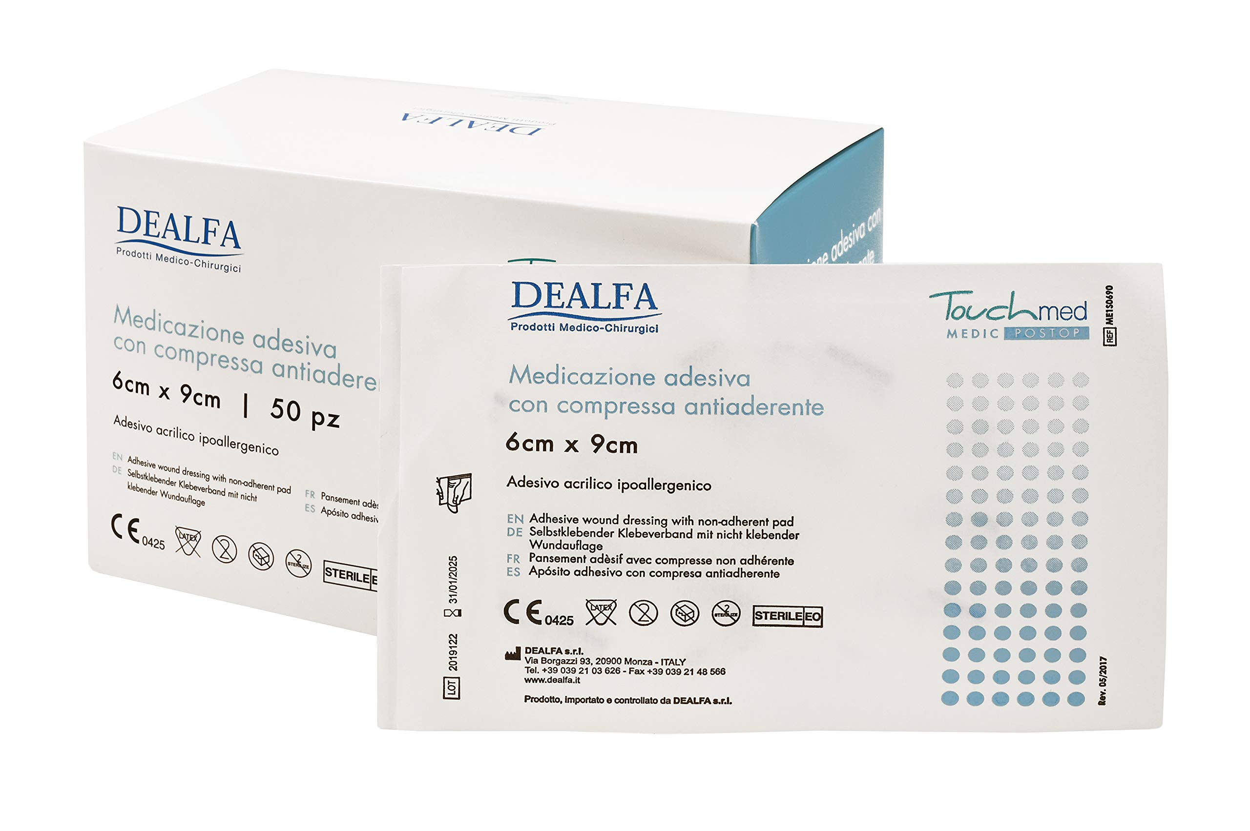 TOUCHMED Cerotto Adesivo Sterile in TNT con Compressa Antiaderente - 6x9 cm - Traspirante e Assorbente - Ottima Adesività - Monouso - Confezione da 50 Pezzi