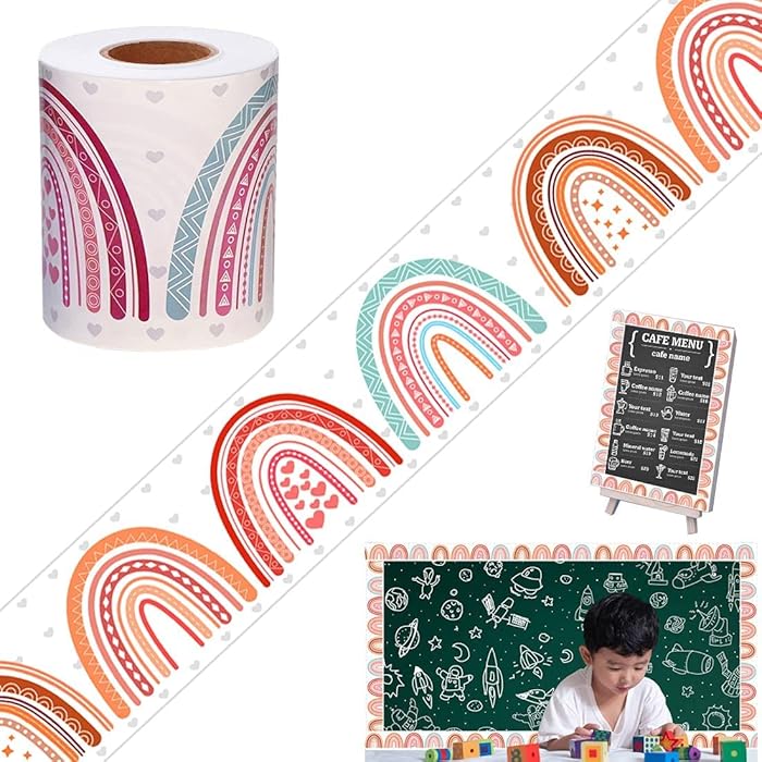 Buy Boho Rainbow Bulletin Board Borders Stickers, KASTWAVE Bulletin