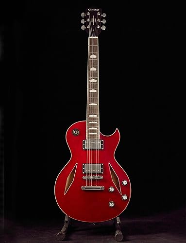Censtar Guitarra eléctrica de cuerpo semihueco, guitarra de jazz con agujeros de diamante, cuerpo de arce, cuello de caoba, diapasón de palisandro,