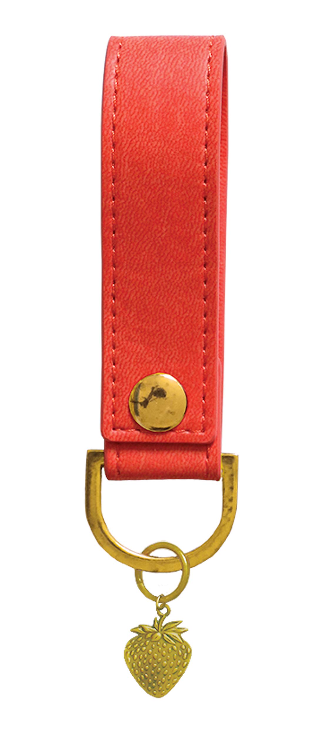 Coral Gold Strawberry Keyring, red
