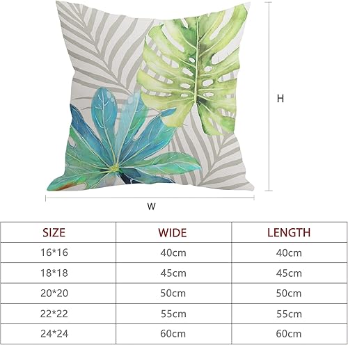 Miniatura 5 de Juego de 2 fundas de almohada de hojas verdes salvia de 18 x 18 pulgadas, diseño de hojas de eucalipto en acuarela y florero floral, juego de 2