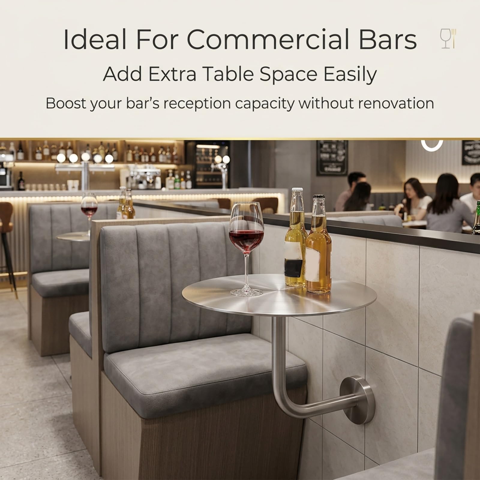 Small Pub Table,Round Bar Table Silver Stainless Steel,